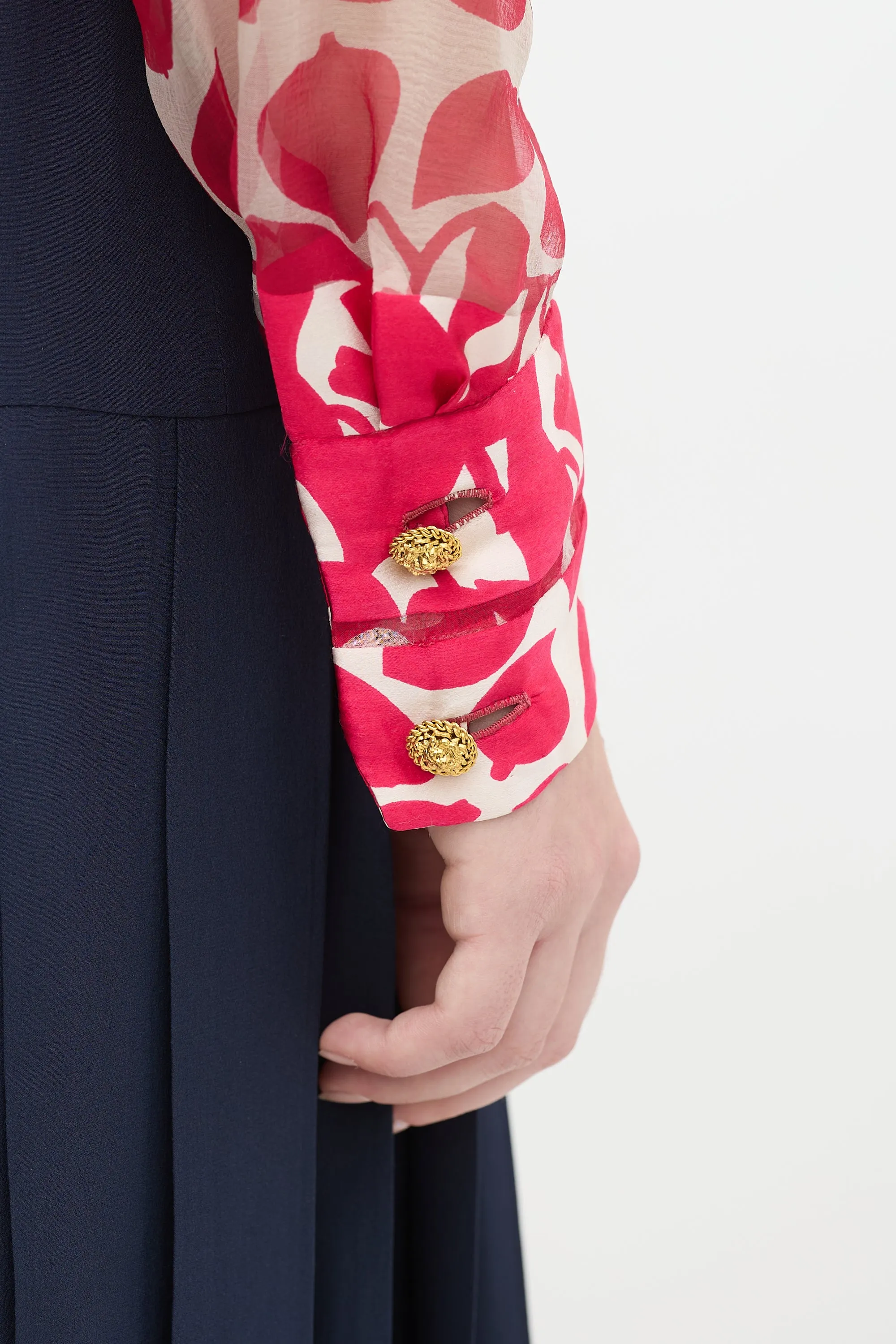 1970s & Silk Floral Panelled Top