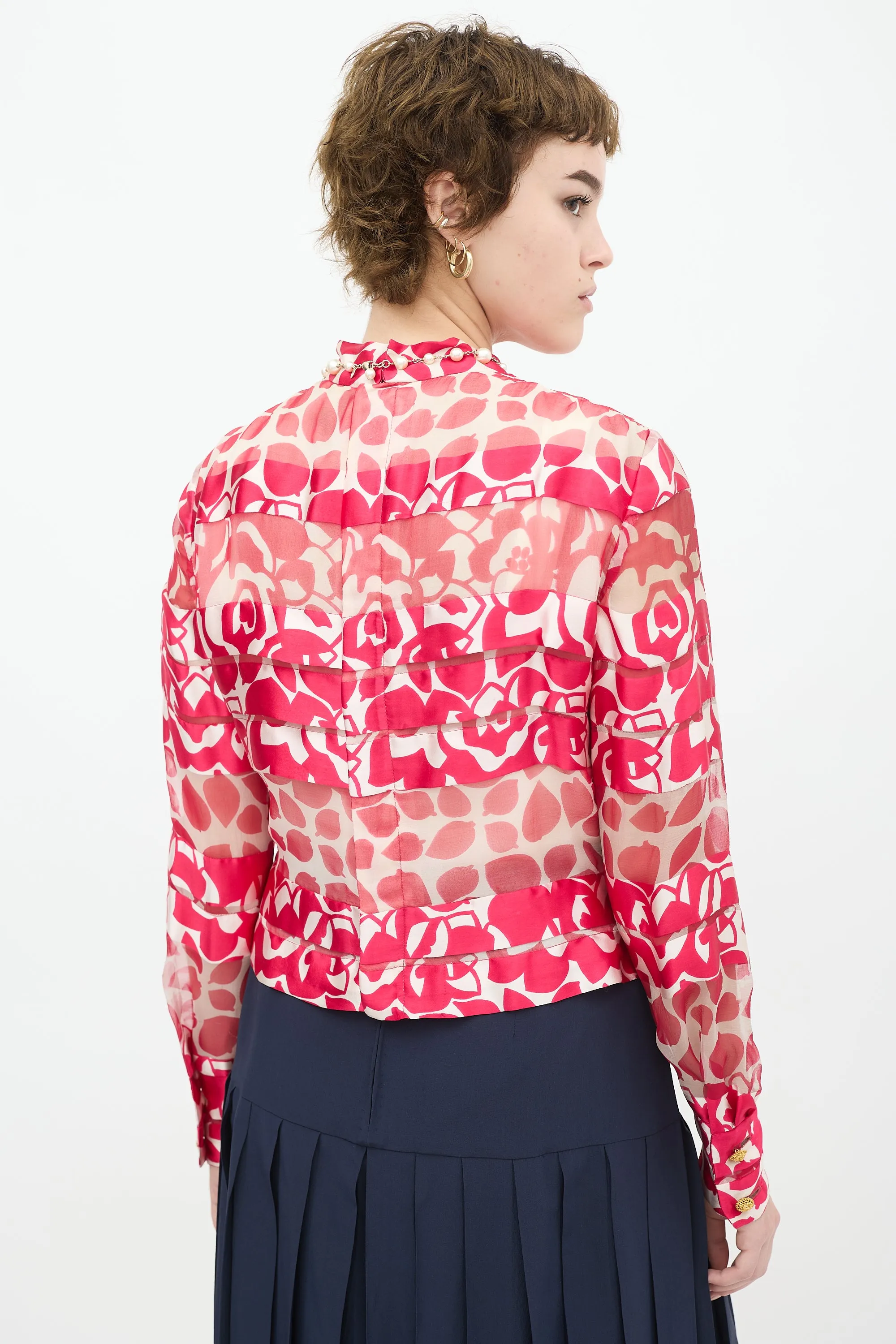 1970s & Silk Floral Panelled Top