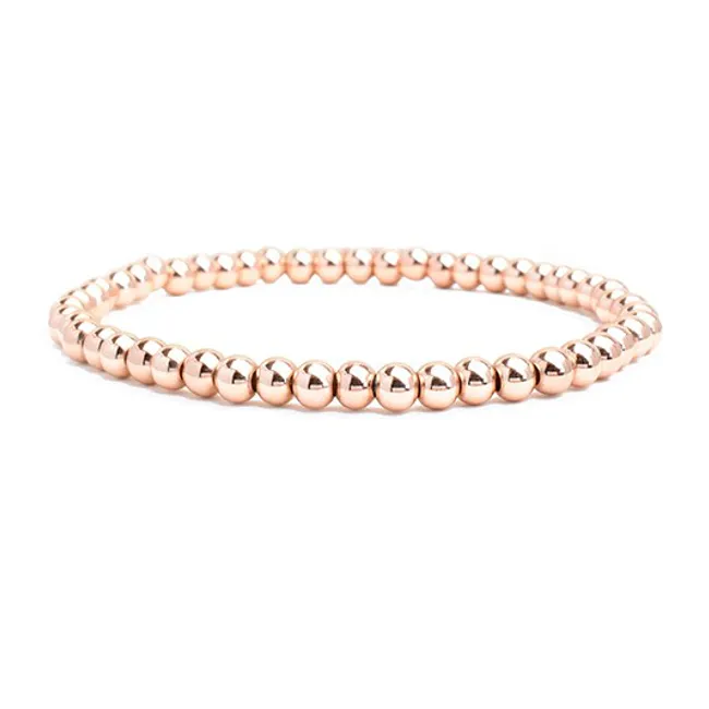 3mm Rose Gold Plated Beaded Stretch Bracelet