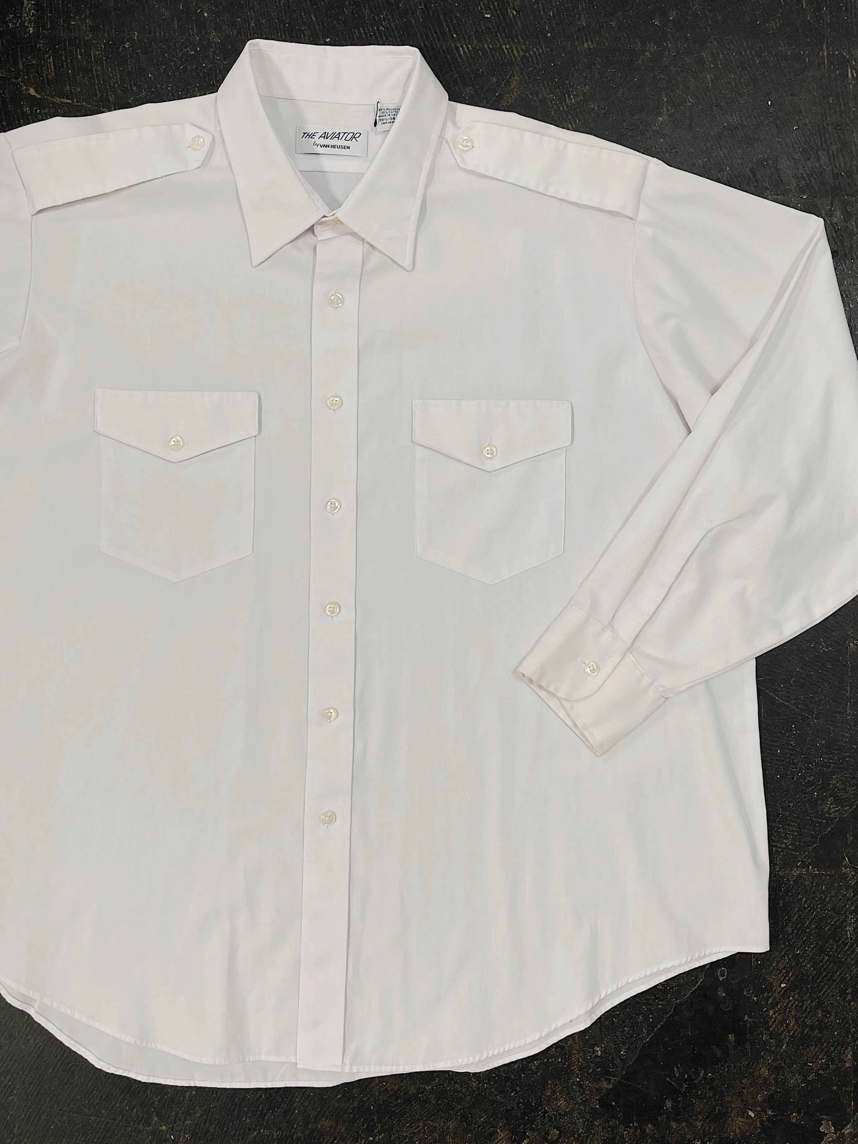 90s Vintage White Aviator Shirt (XXL)