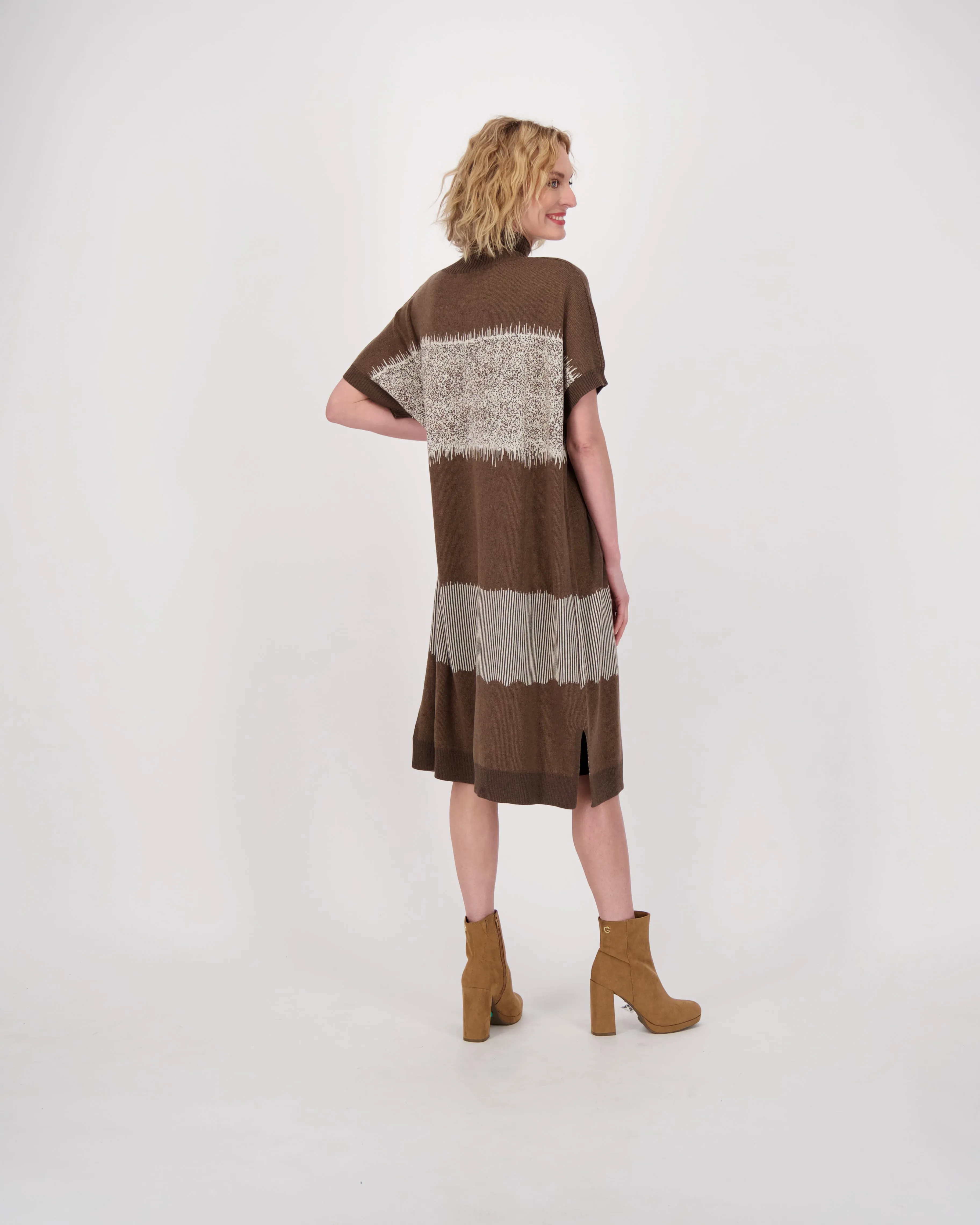 Abstract Art Intarsia Long Knitted Dress