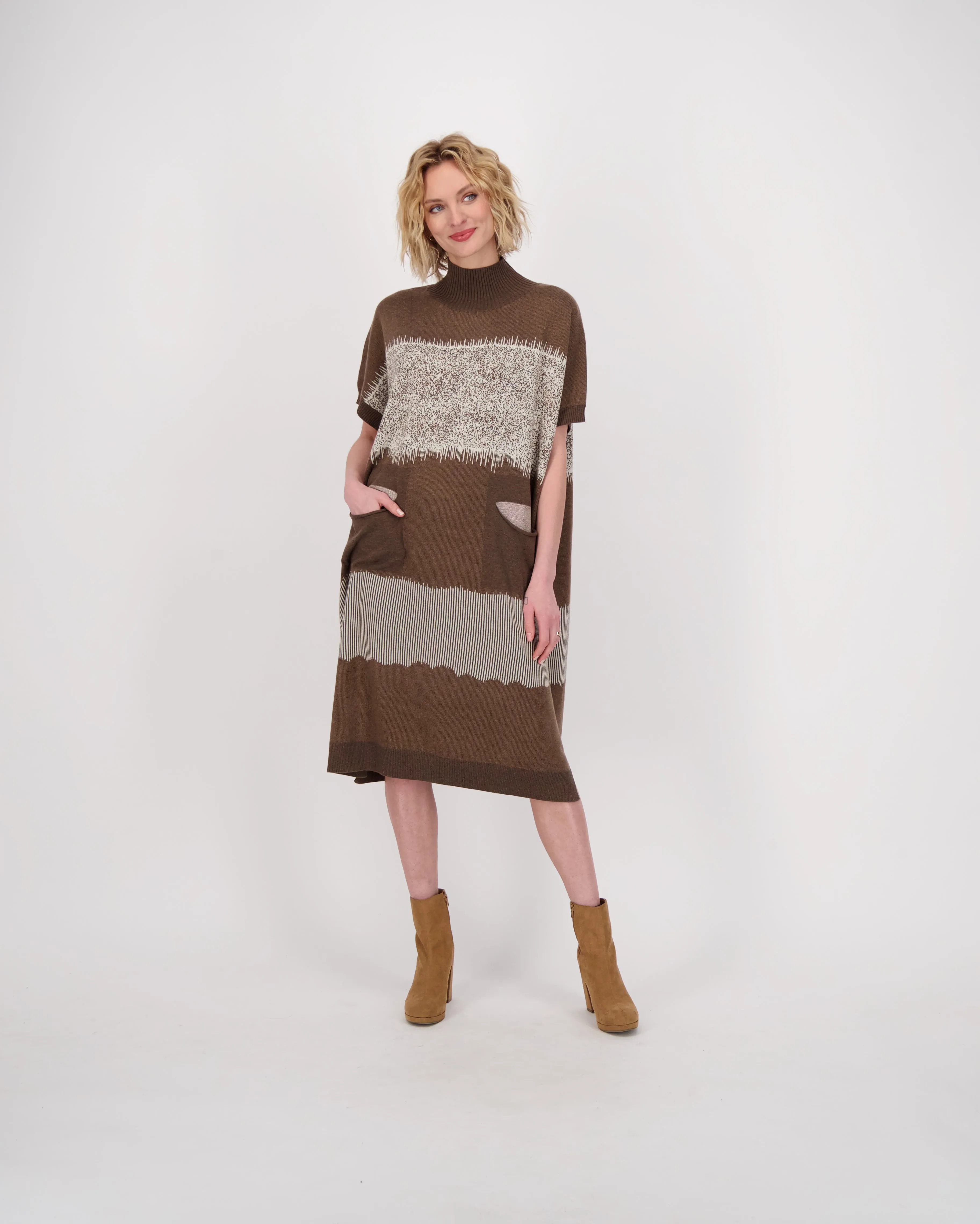 Abstract Art Intarsia Long Knitted Dress