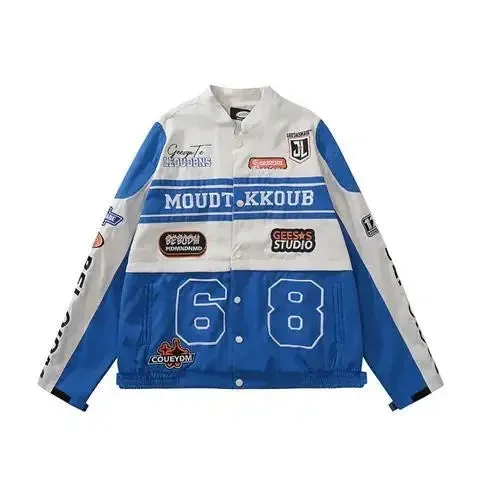 American Retro Detachable Motorcycle Baseball Jacket Womens  Street Hip Hop Trend Wild Jacket Couple Casual Loose Jacket Top