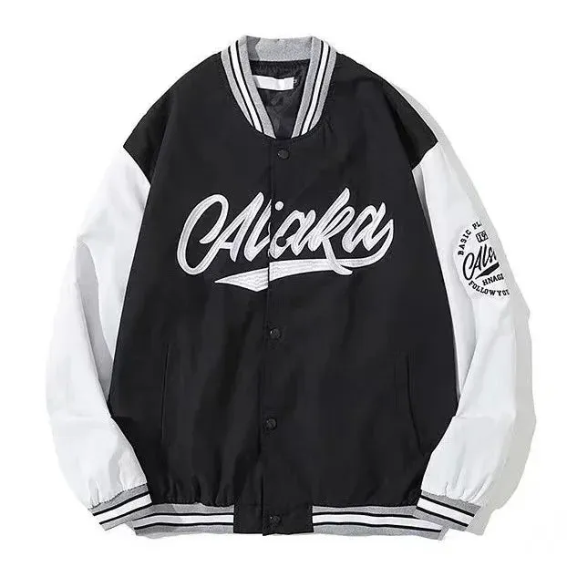 American Retro Detachable Motorcycle Baseball Jacket Womens  Street Hip Hop Trend Wild Jacket Couple Casual Loose Jacket Top