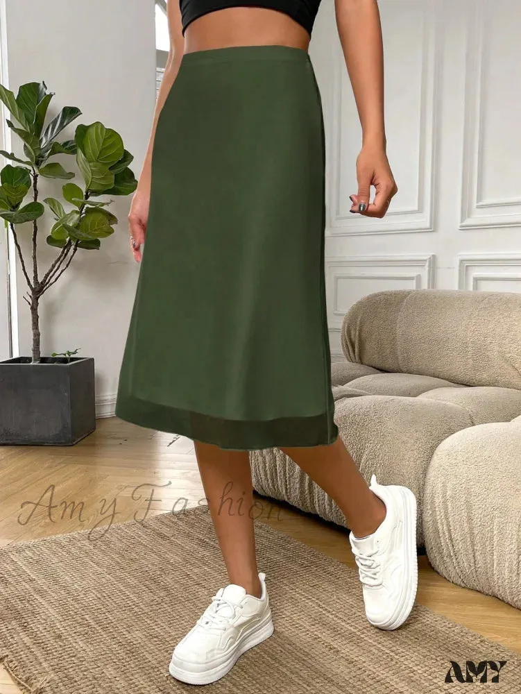 Amy Fashion - High Waist Mesh Overlay Skirt
