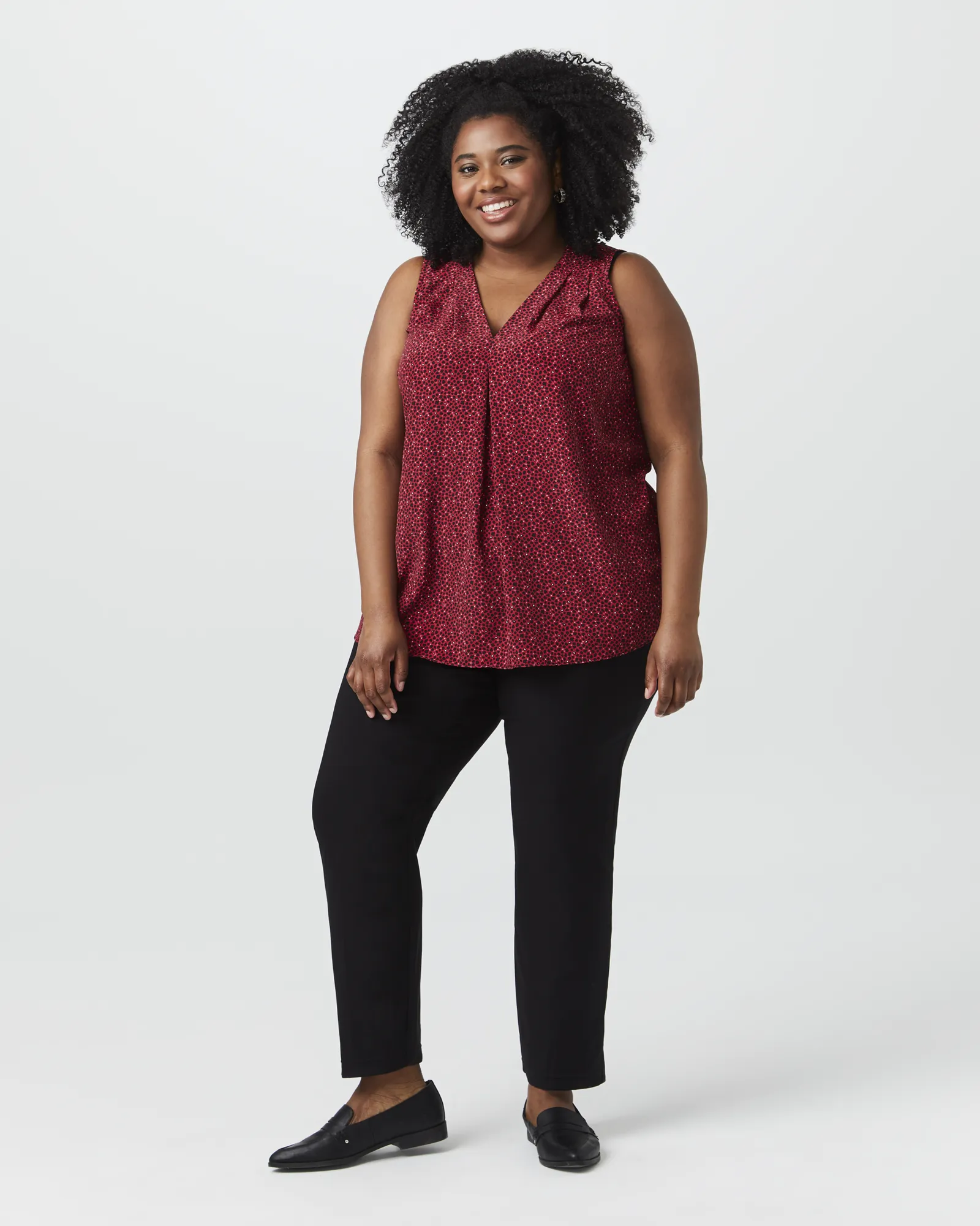 Angie Sleeveless Blouse | Red / Black