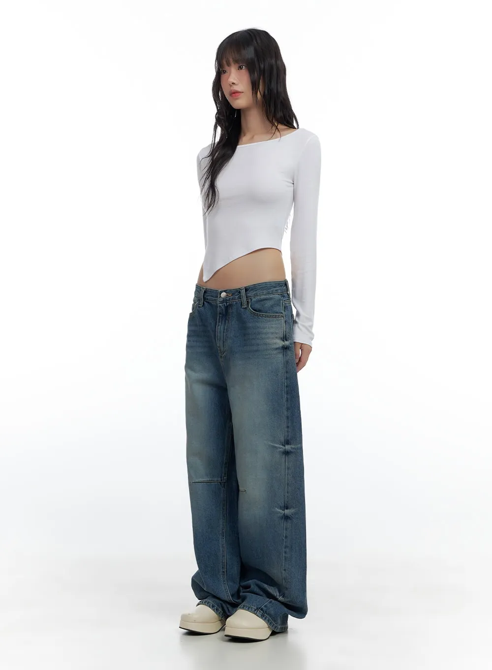 Aria Comfy Cotton Wide Leg Jeans CS420
