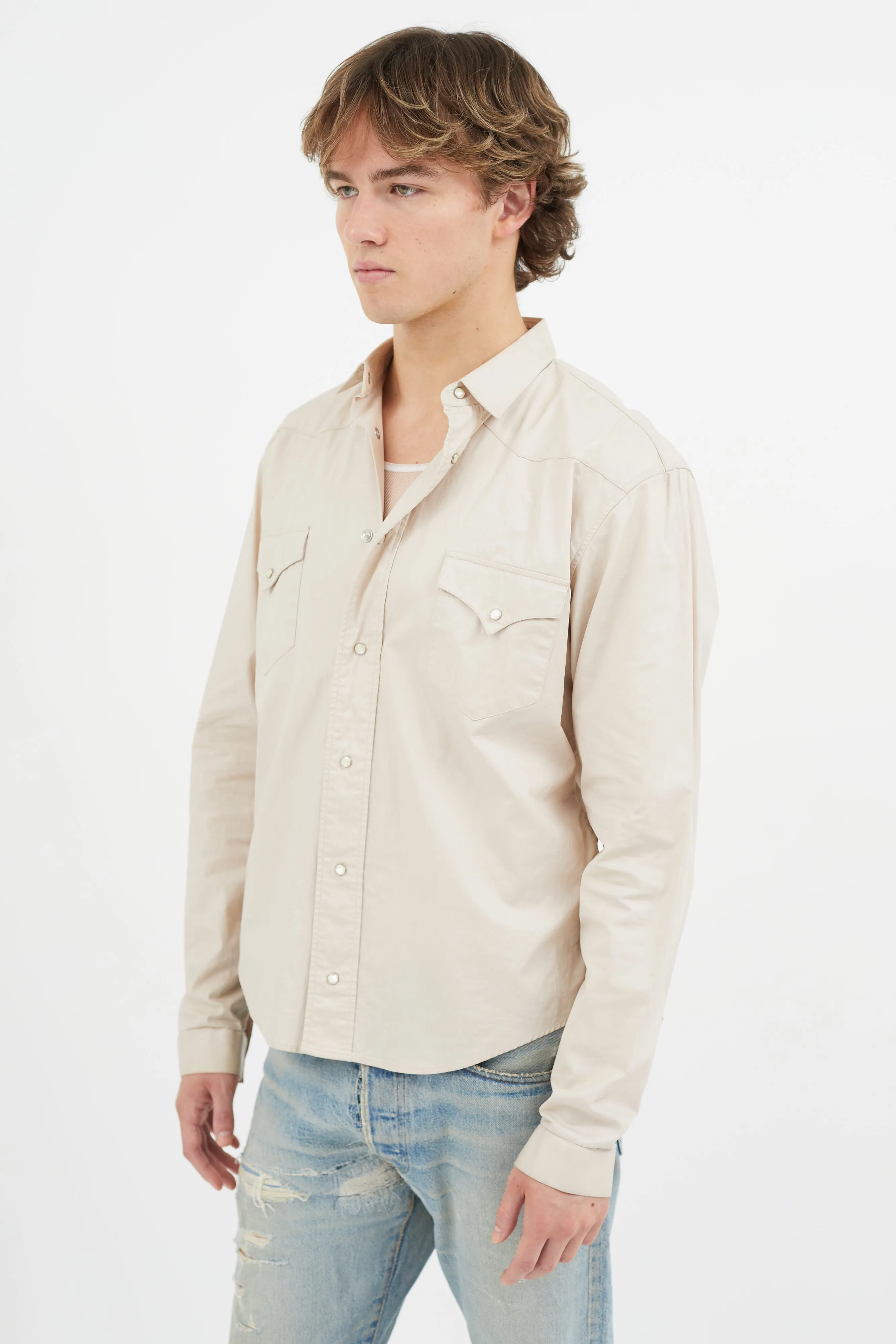 Beige Waxed Western Shirt