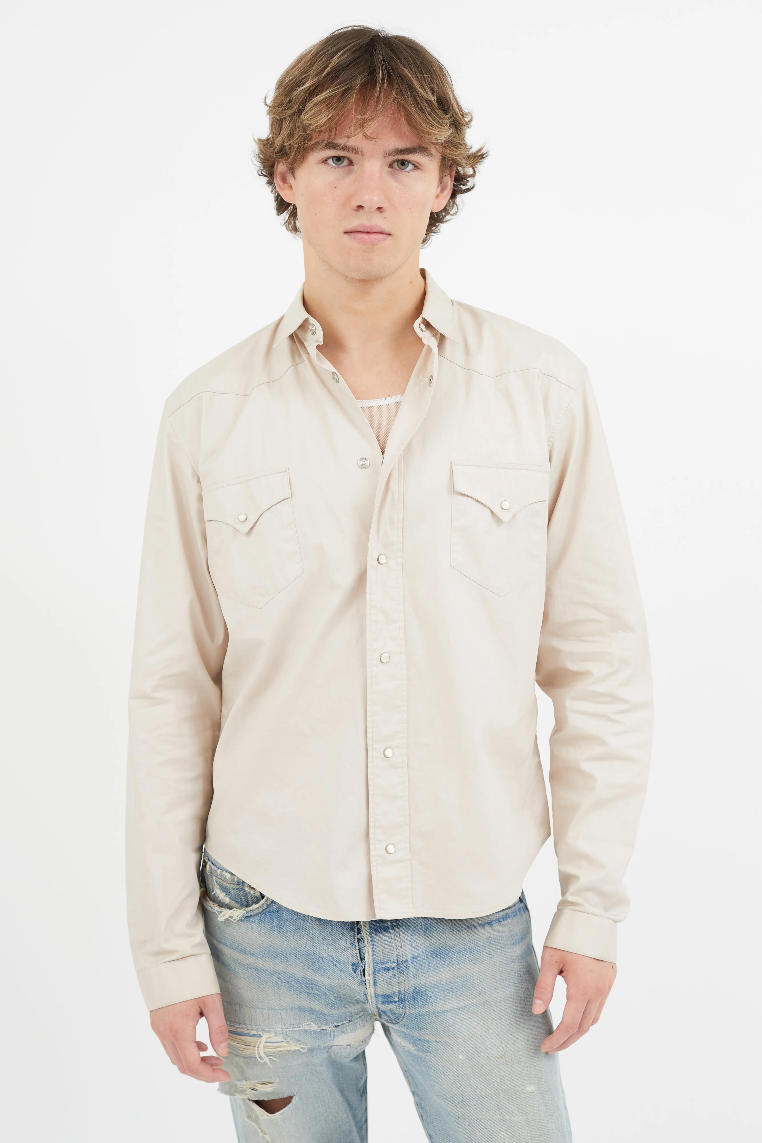 Beige Waxed Western Shirt