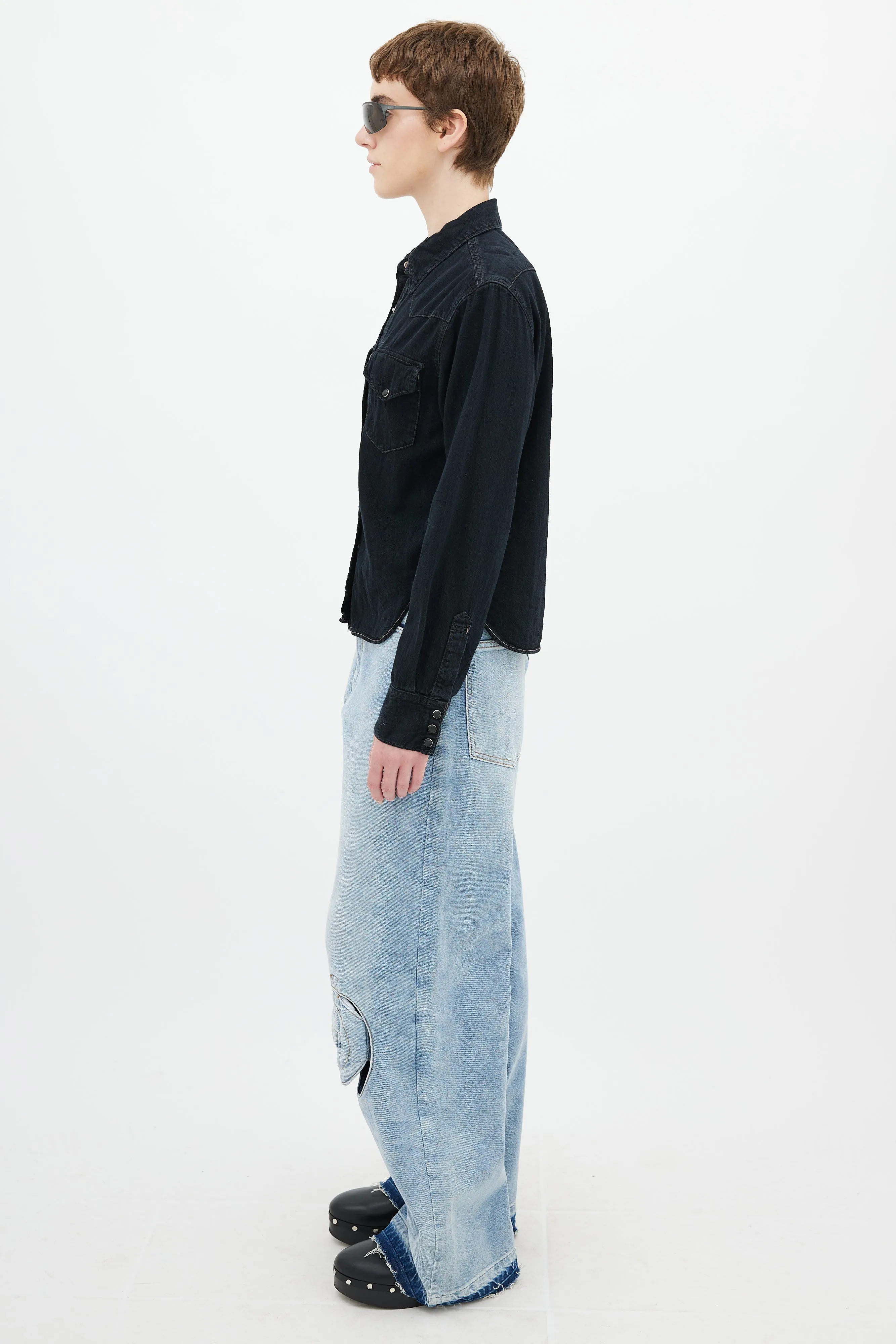 Blå Konst Black Overdye Shirt