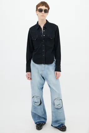 Blå Konst Black Overdye Shirt
