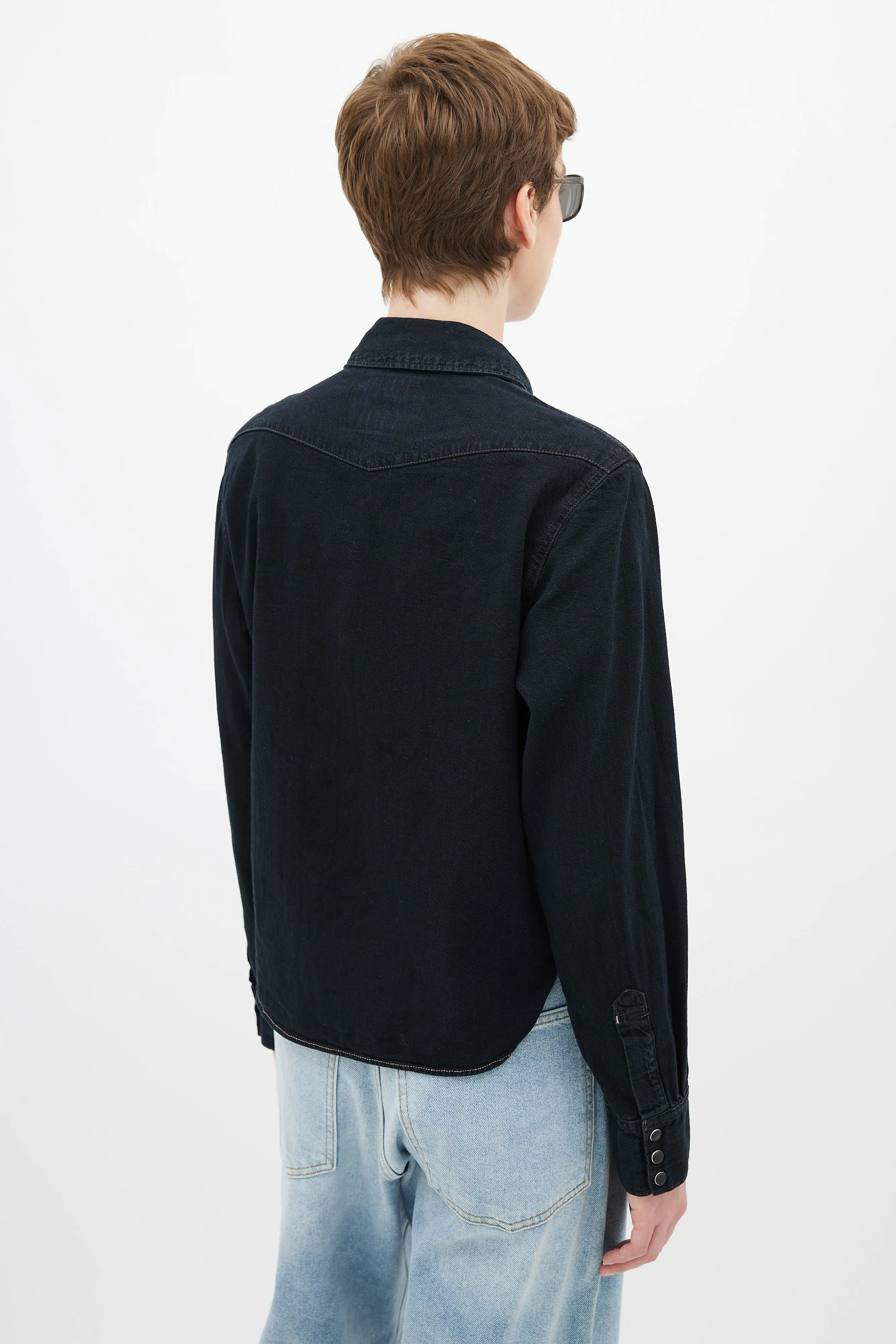 Blå Konst Black Overdye Shirt