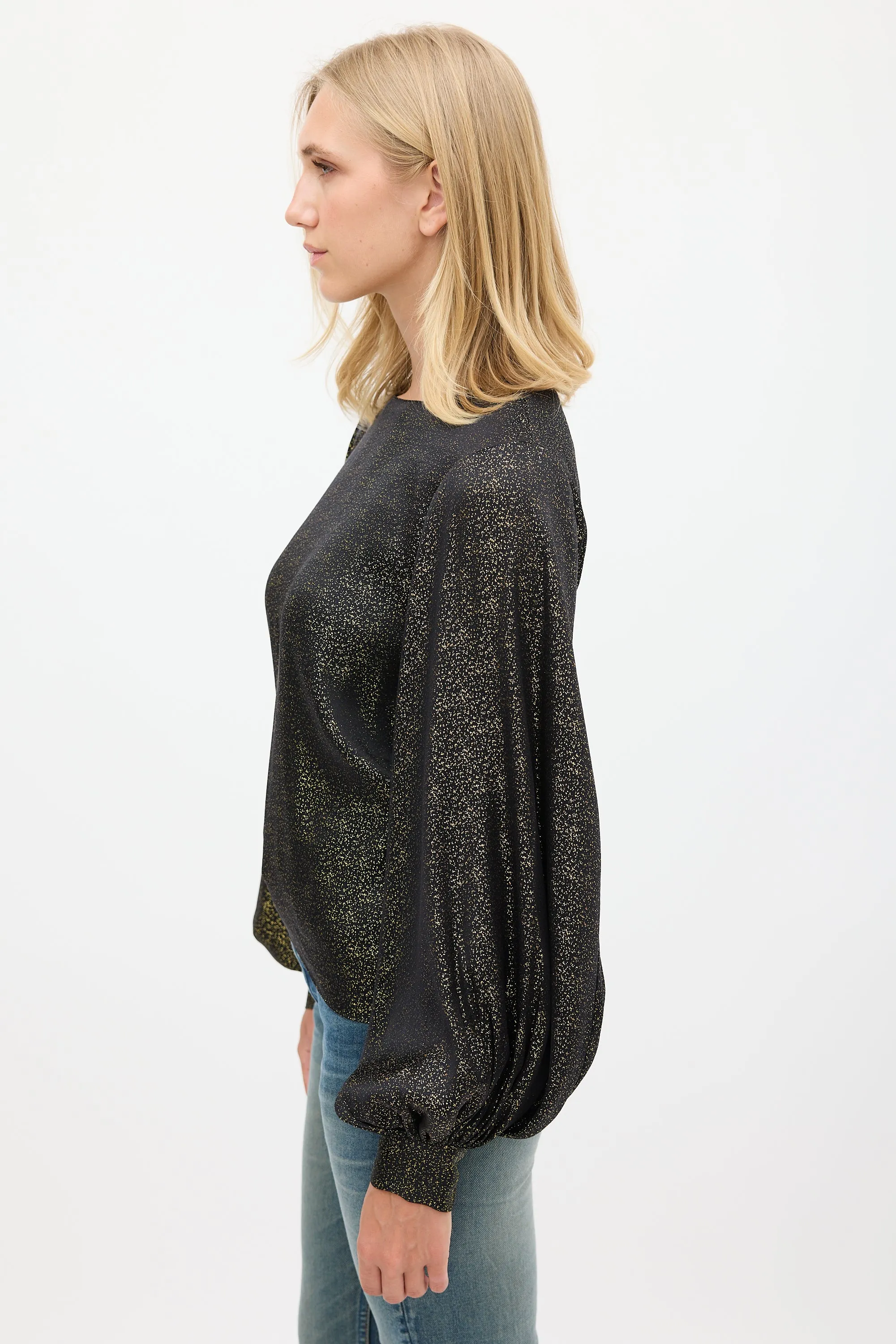 Black & Gold Sparkly Cutout Back Top