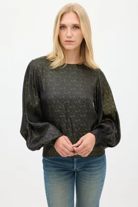 Black & Gold Sparkly Cutout Back Top