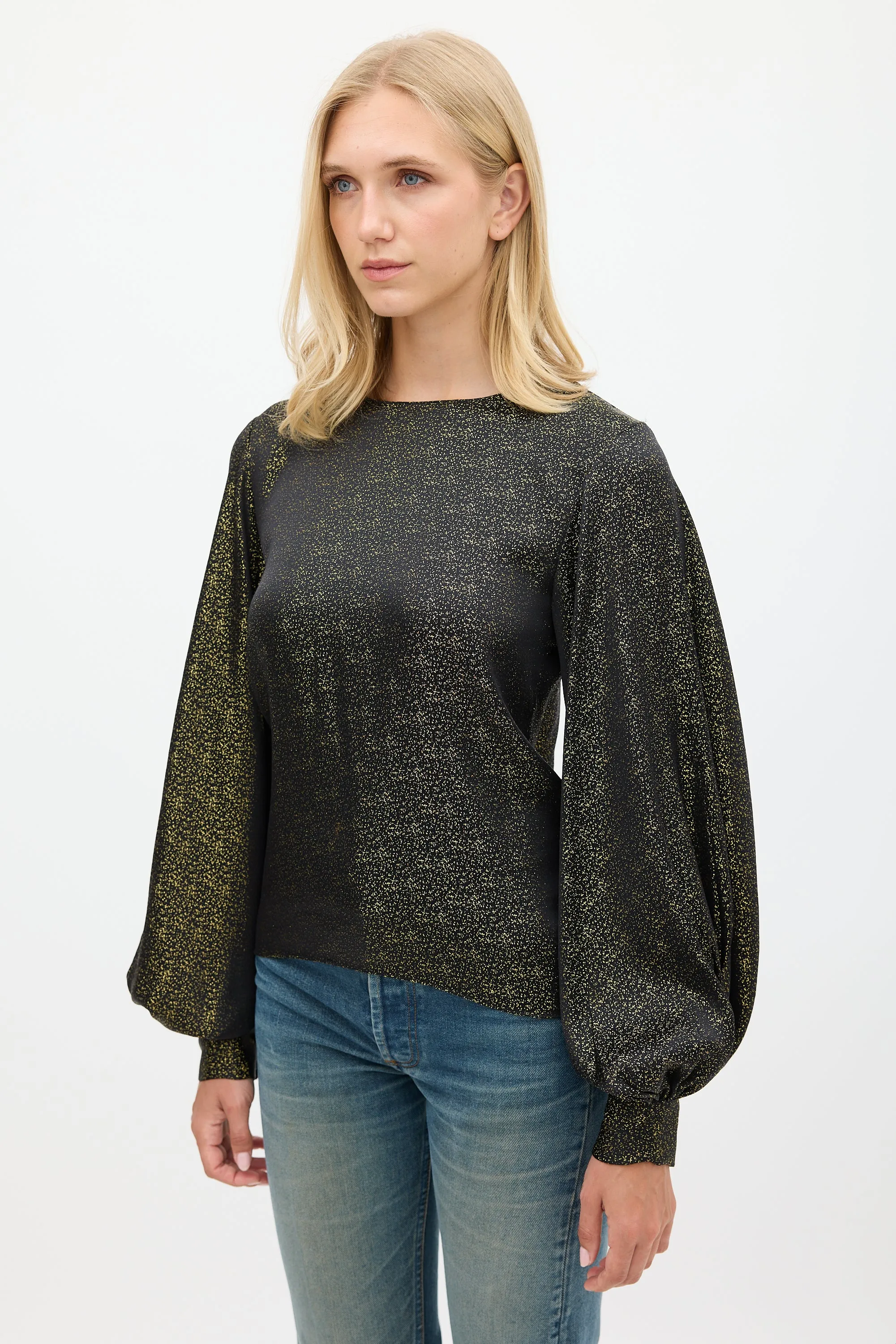 Black & Gold Sparkly Cutout Back Top