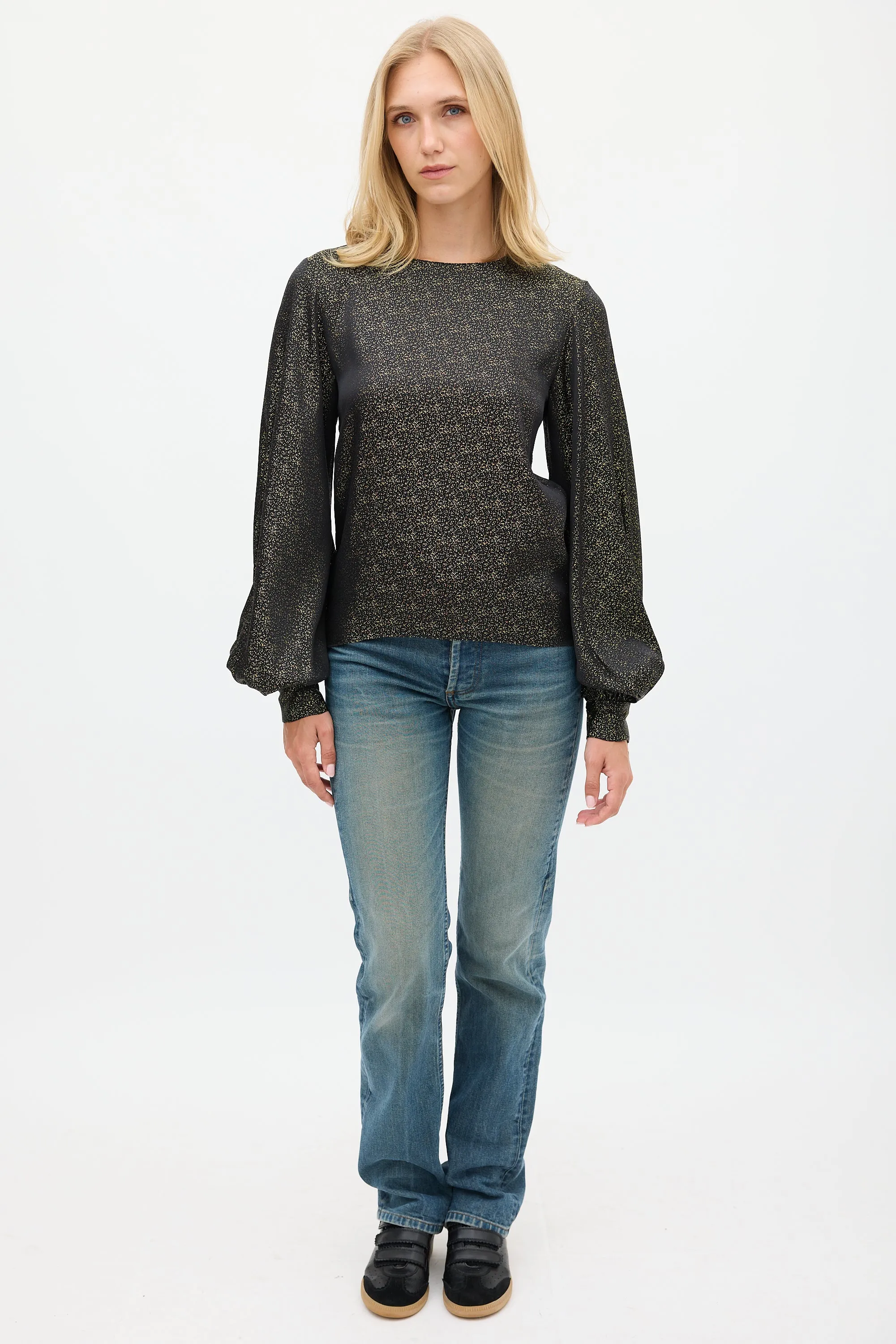 Black & Gold Sparkly Cutout Back Top