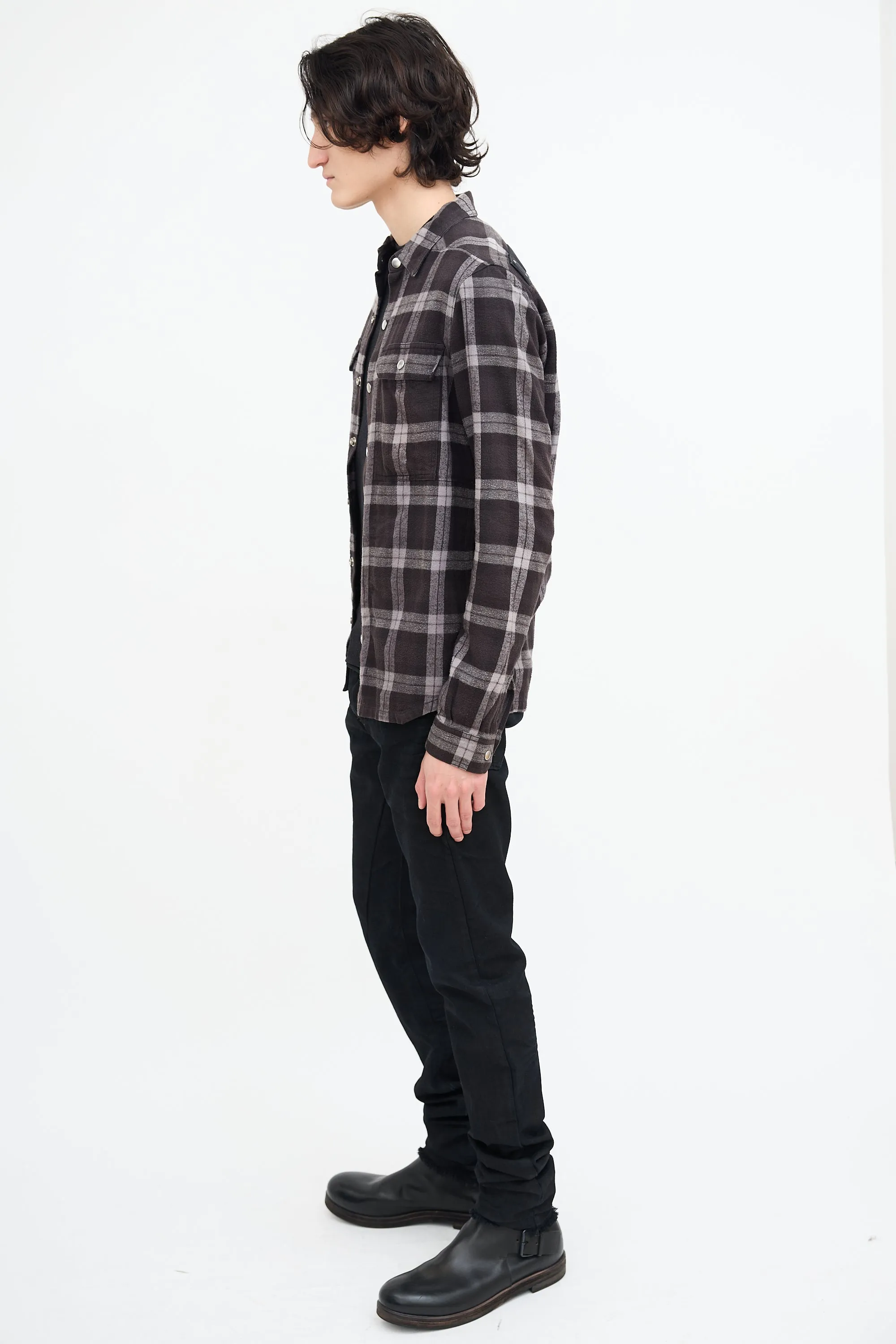 Black & Grey Plaid Shirt
