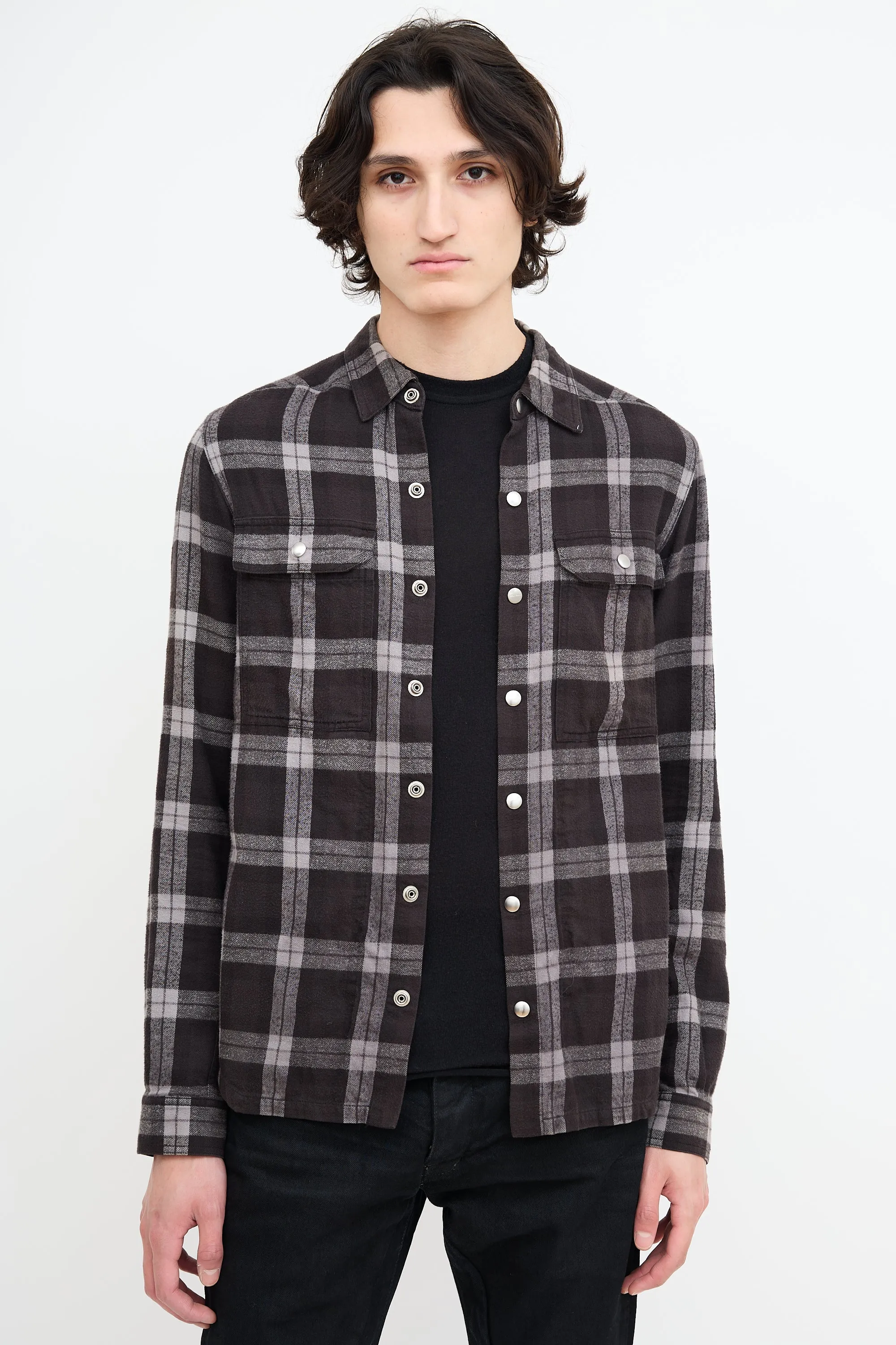 Black & Grey Plaid Shirt