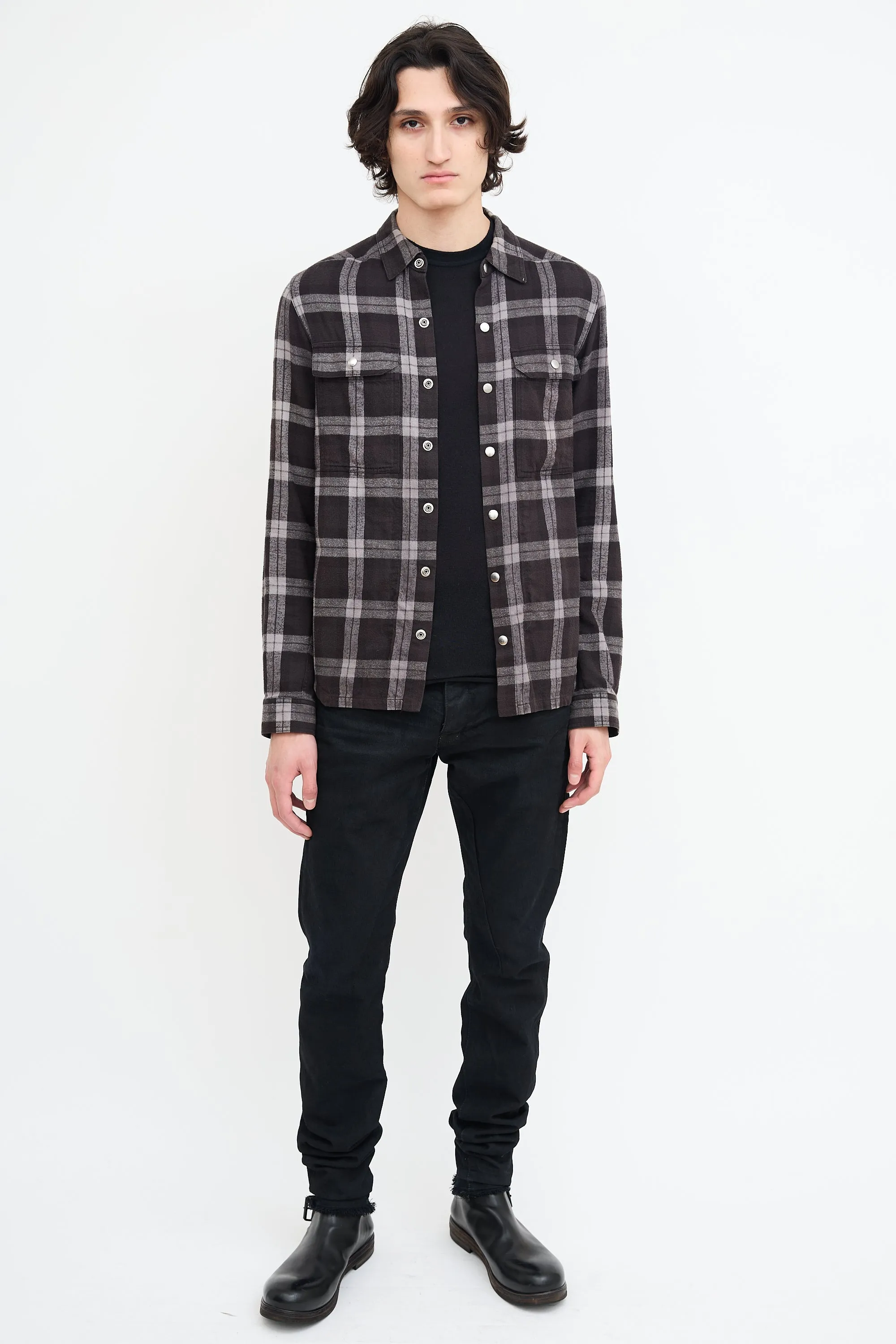 Black & Grey Plaid Shirt