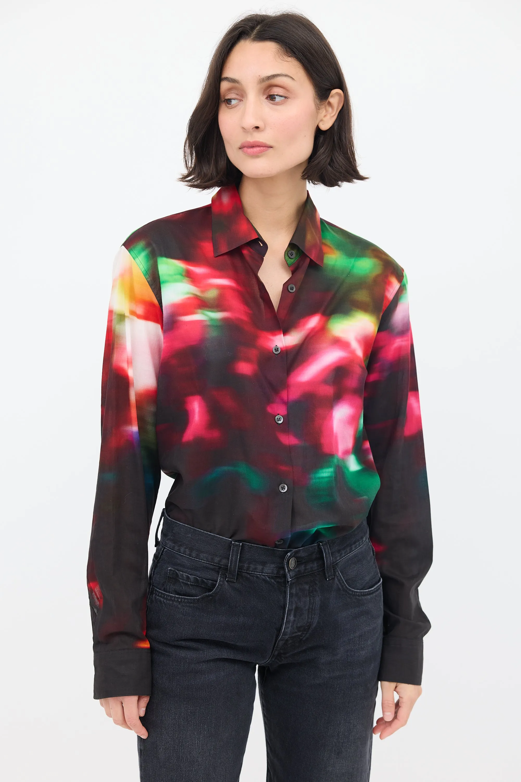 Black & Multicolour Cotton Dyed Shirt