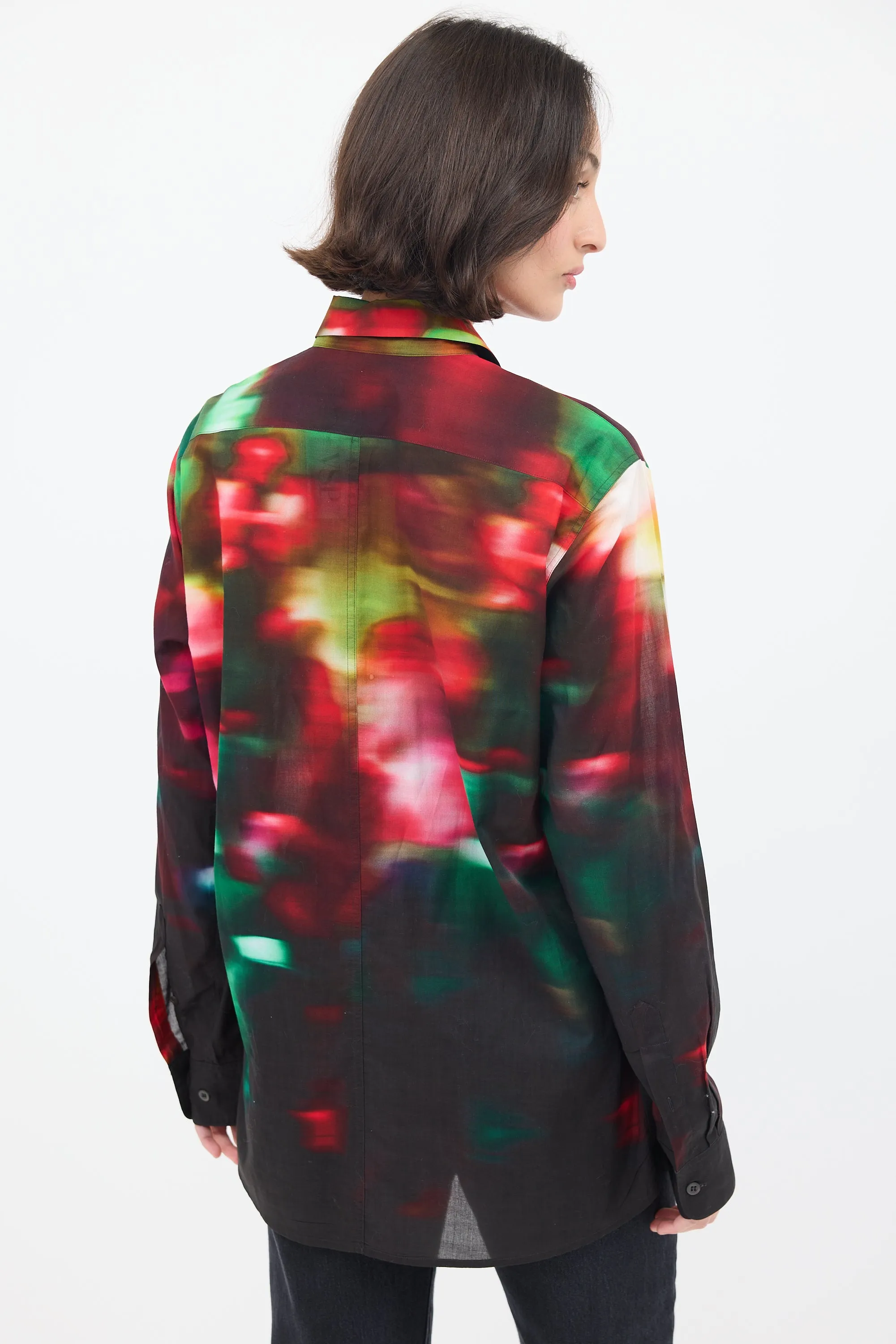 Black & Multicolour Cotton Dyed Shirt