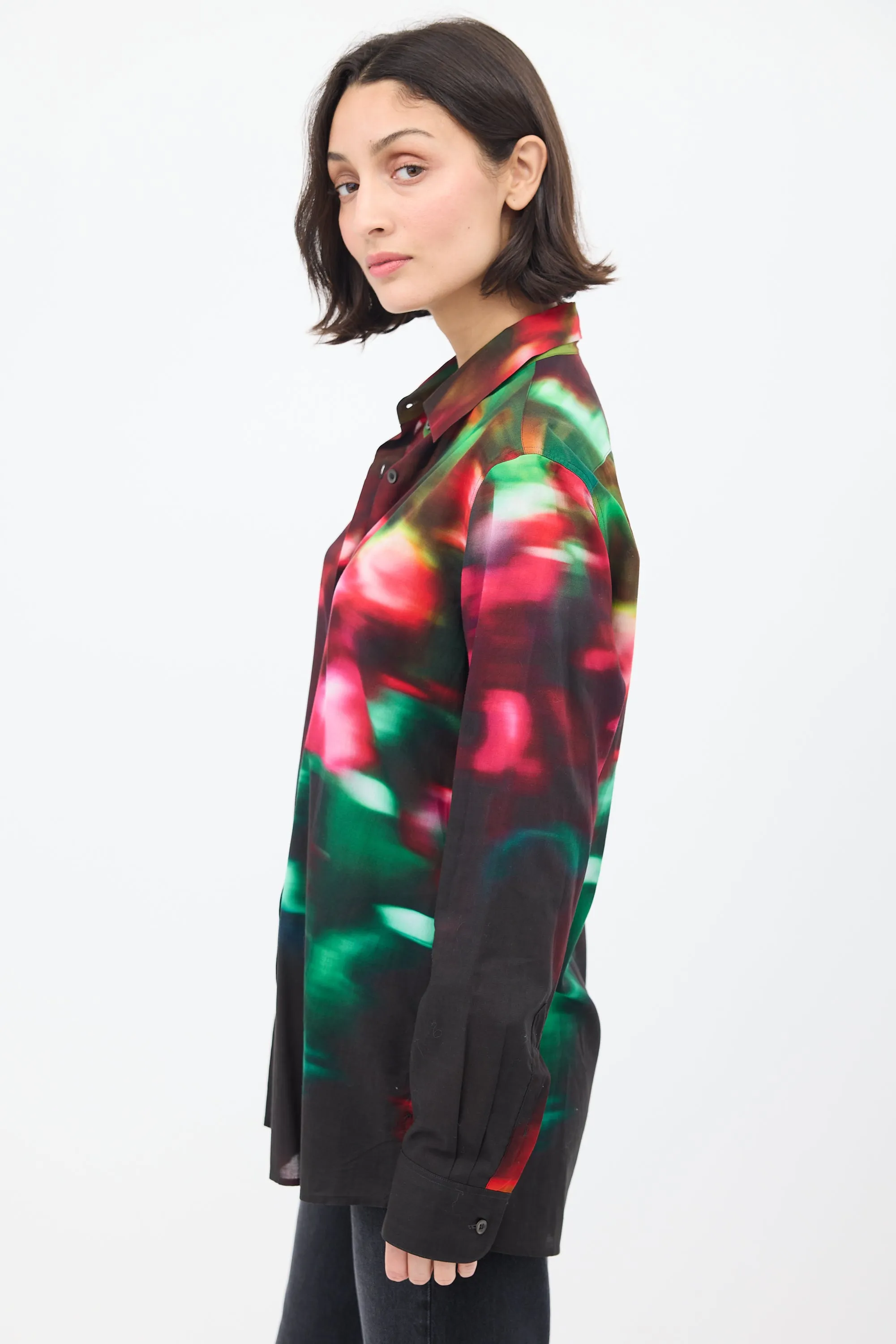 Black & Multicolour Cotton Dyed Shirt