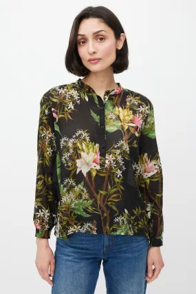 Black & Multicolour Floral Top