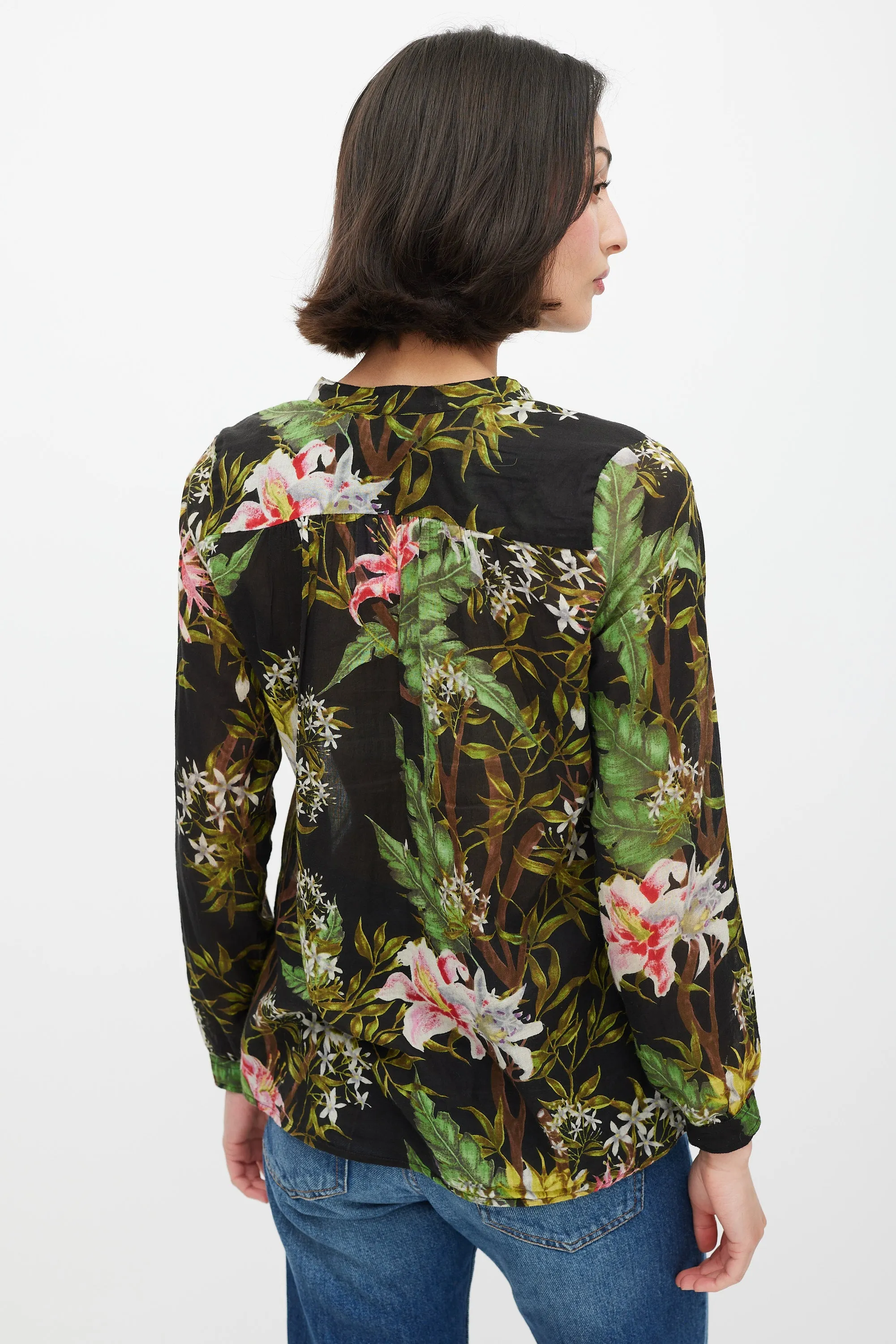 Black & Multicolour Floral Top