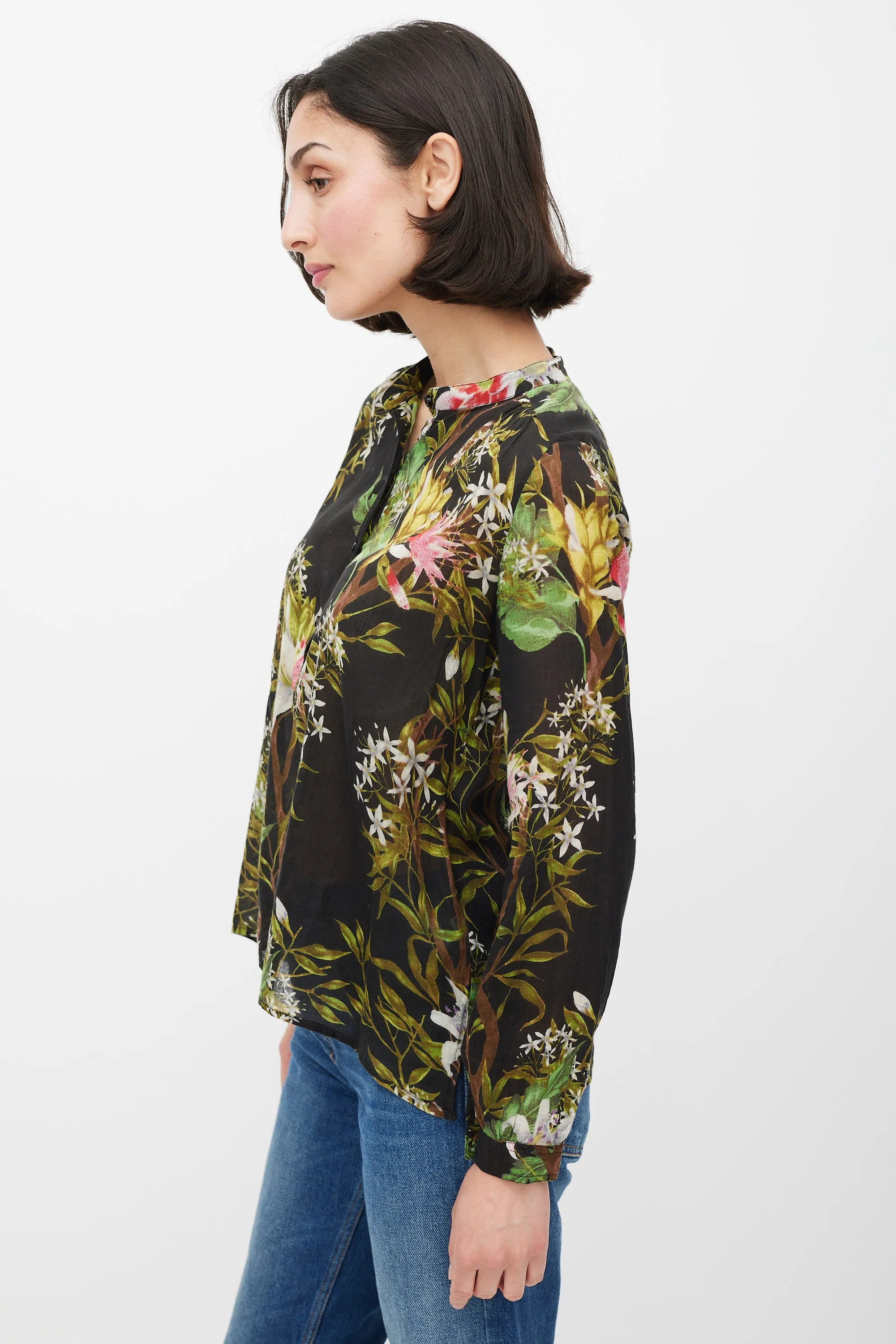 Black & Multicolour Floral Top