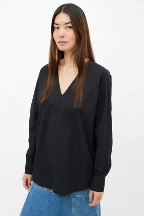 Black V-Neck Long Sleeve Shirt