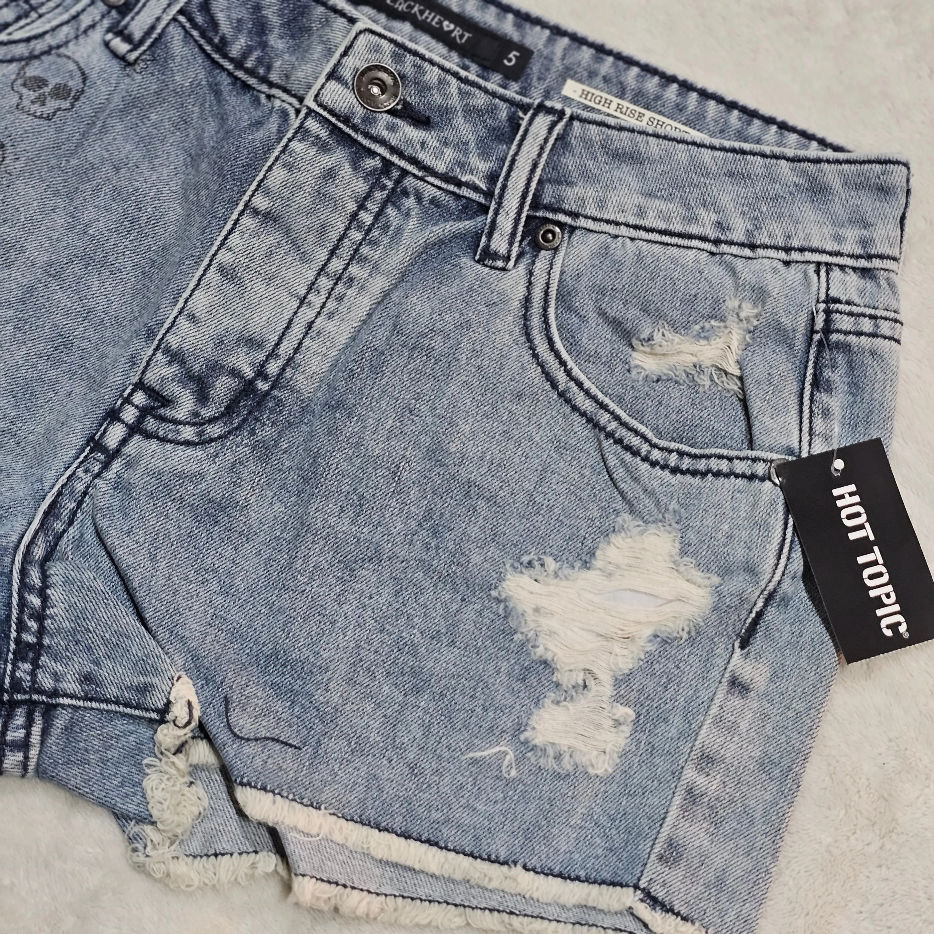 Blackheart Distressed Denim Shorts | Sketch Art
