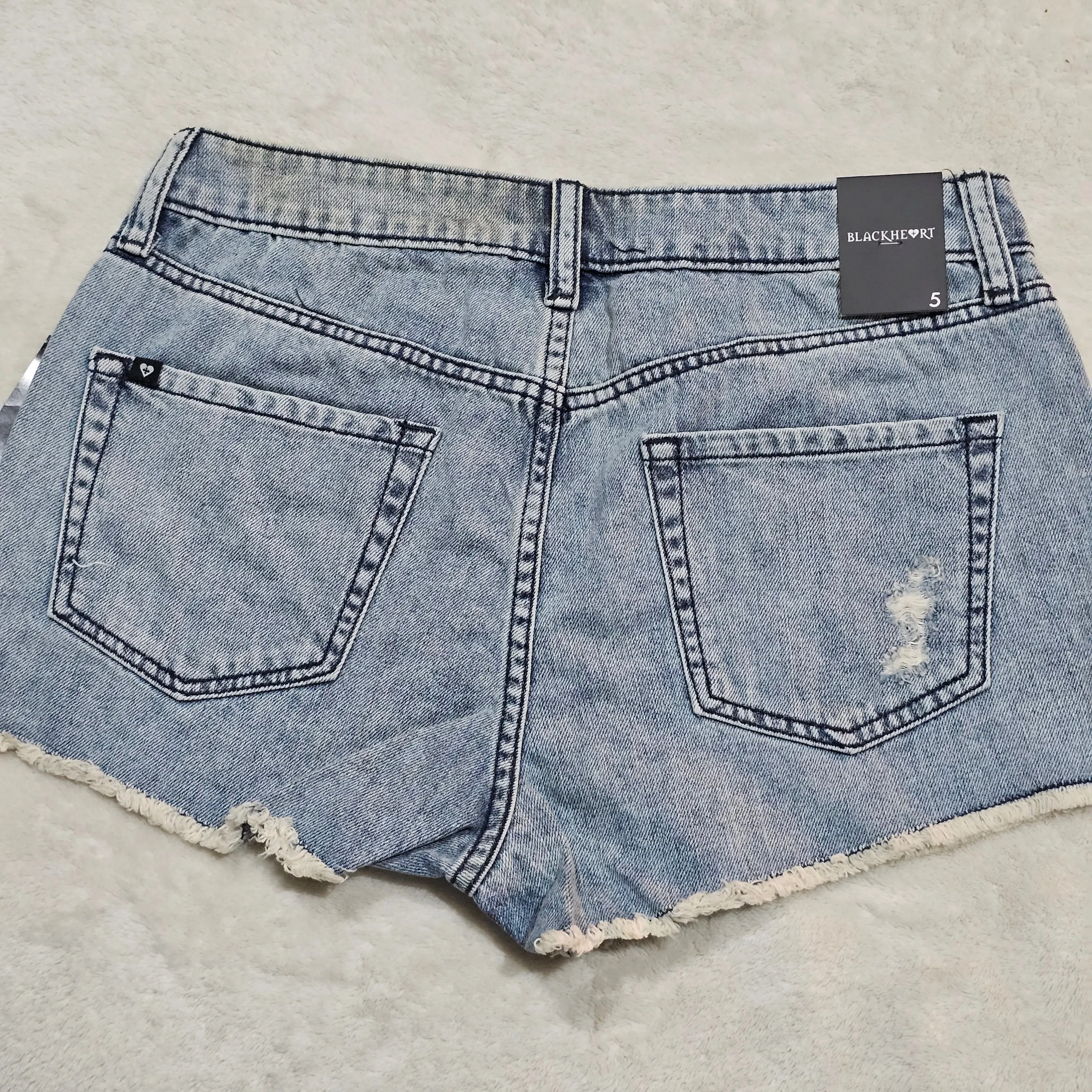 Blackheart Distressed Denim Shorts | Sketch Art