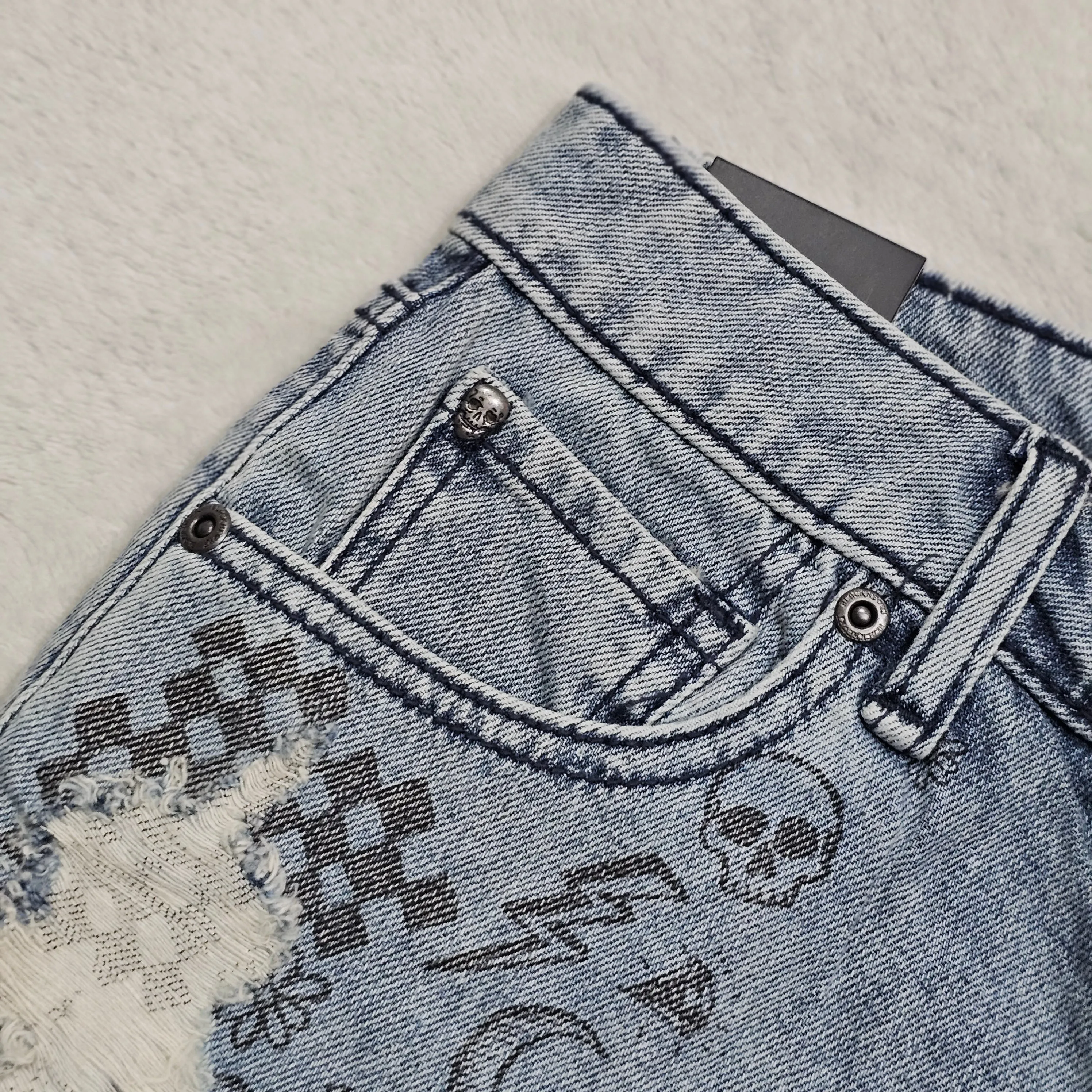 Blackheart Distressed Denim Shorts | Sketch Art
