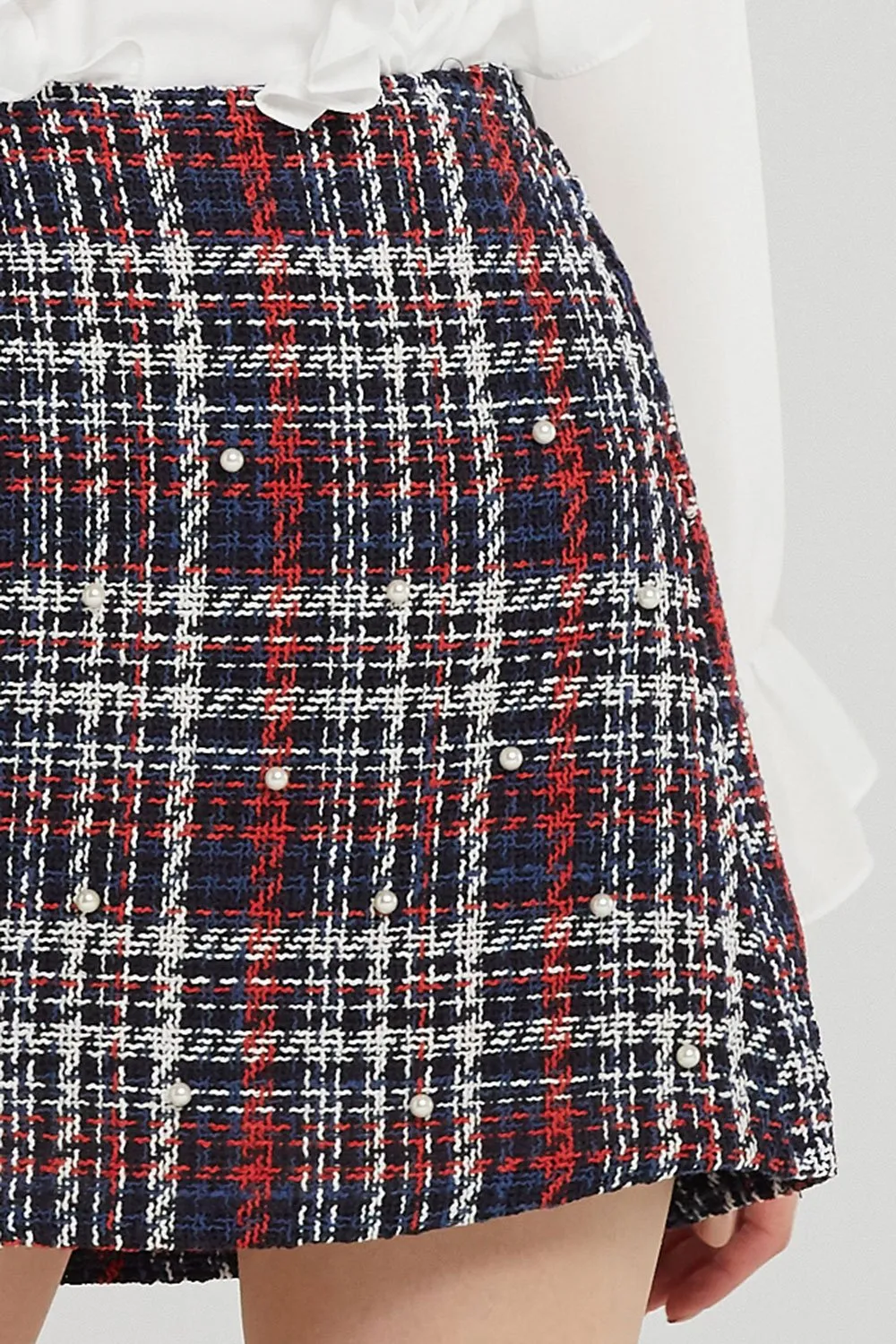 Blair Pearl Embellished Tweed Skort