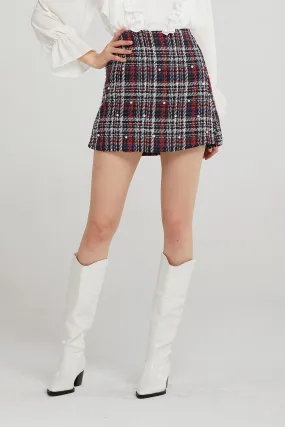 Blair Pearl Embellished Tweed Skort