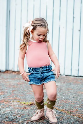 Blue Acid Wash Cutoff Denim Shorts