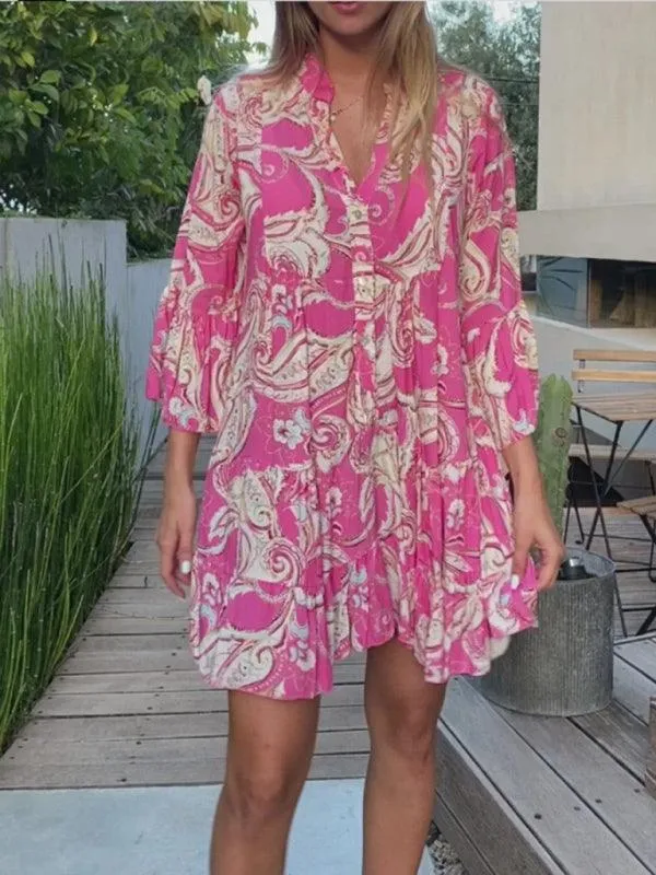 Boho Chic Layered Print Mini Dress