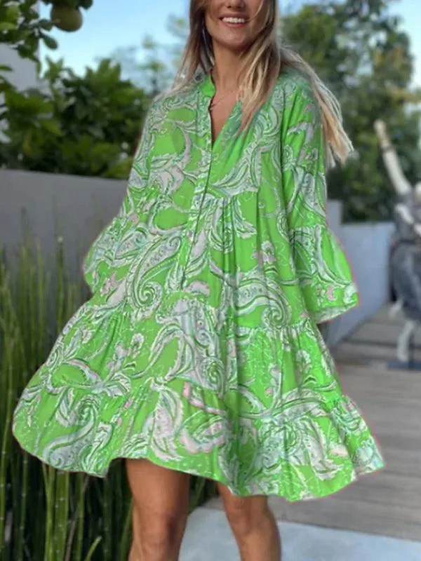 Boho Chic Layered Print Mini Dress