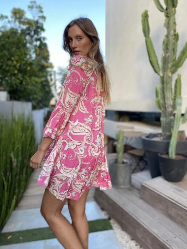 Boho Chic Layered Print Mini Dress
