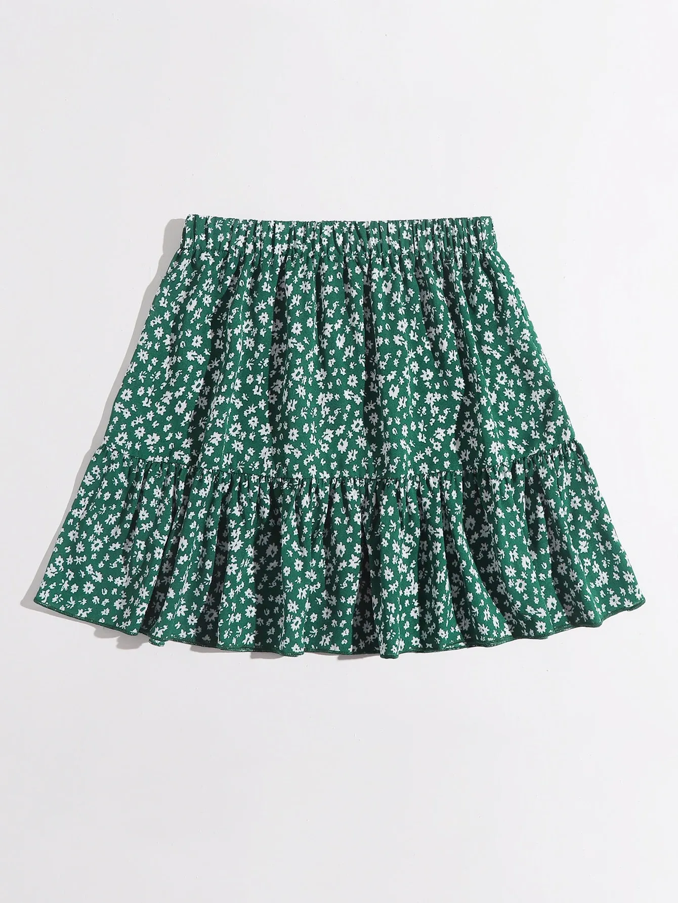 Boho Ditsy Floral Ruffle Hem Natural Mini Women Skirt