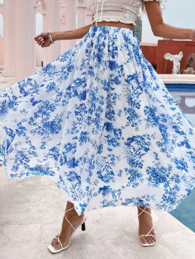 Boho Floral High Waist Long Women Skirts