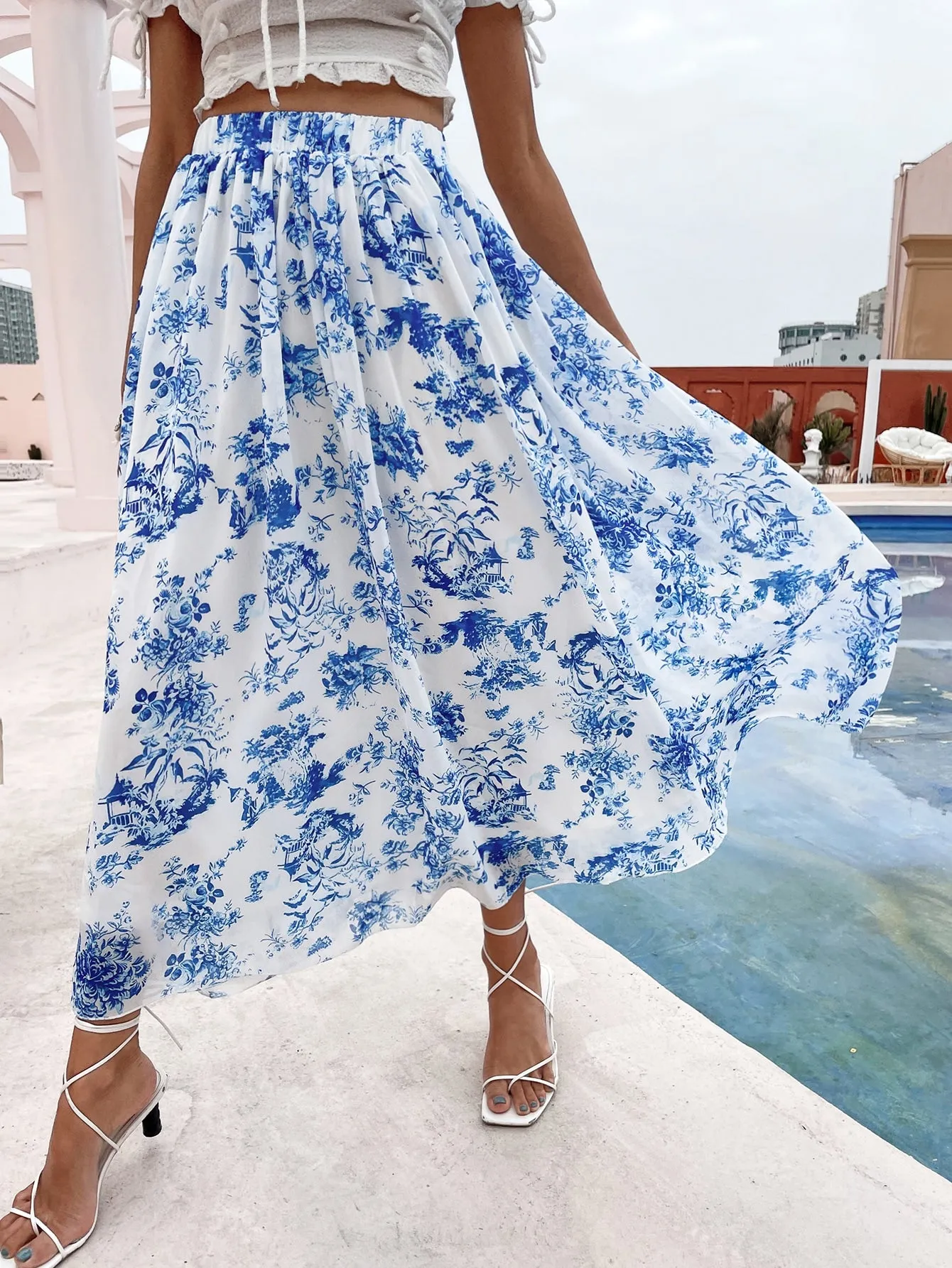 Boho Floral High Waist Long Women Skirts