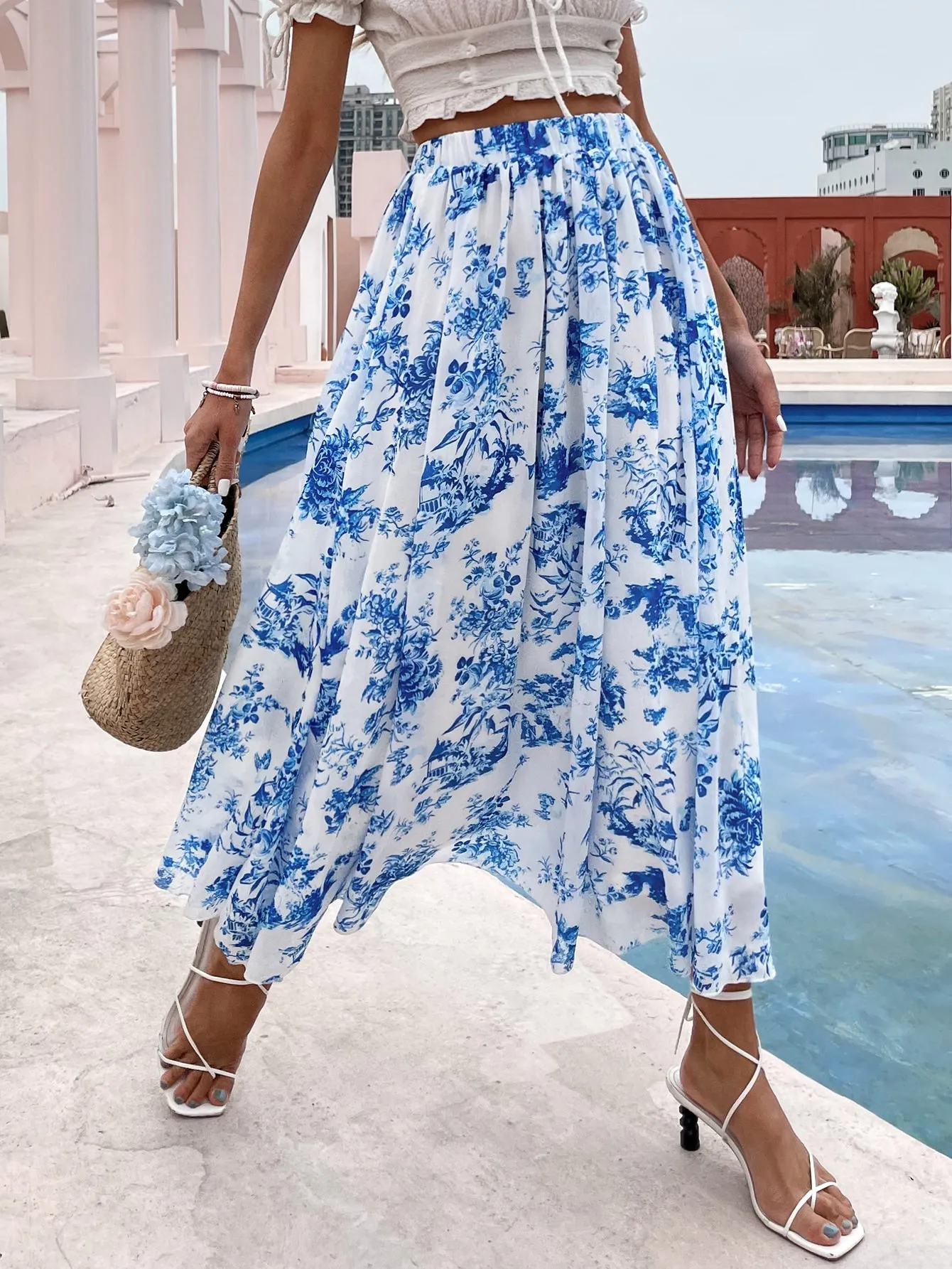 Boho Floral High Waist Long Women Skirts