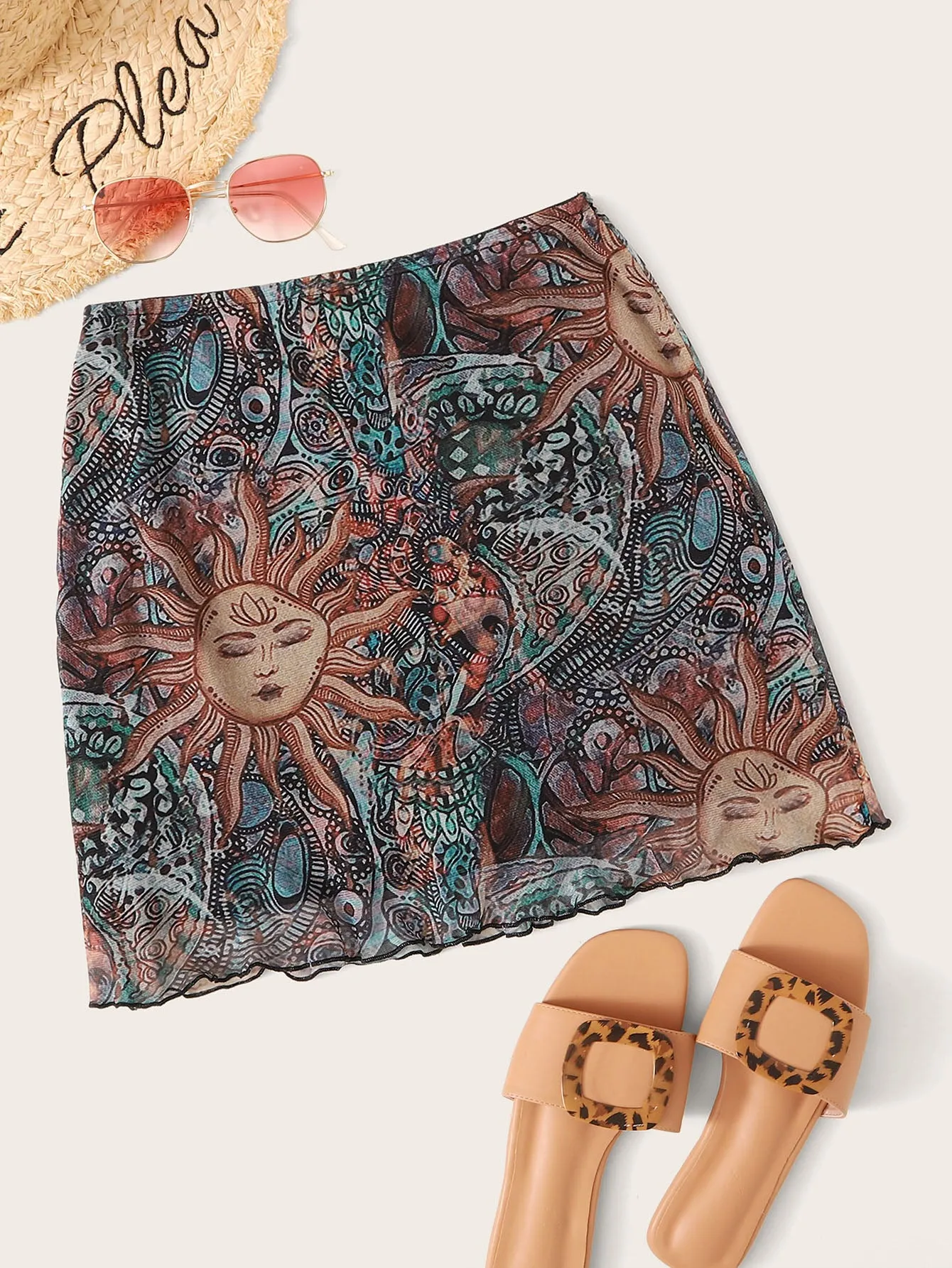 Boho Tribal Natural Mini Women Skirt