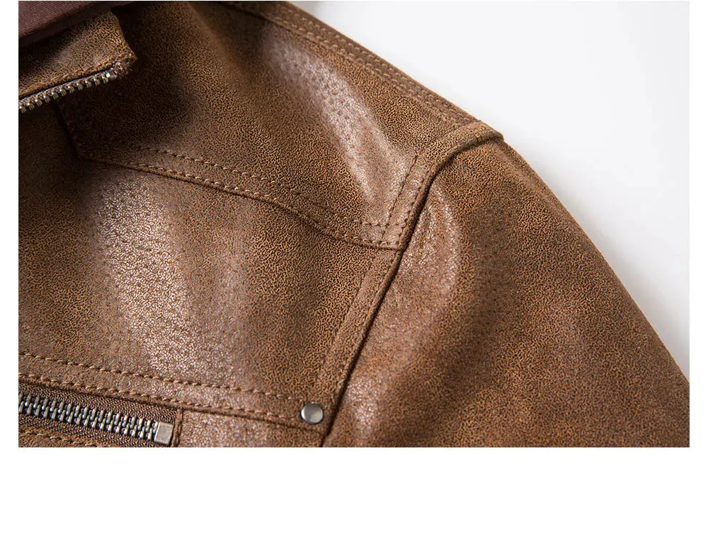 Brown Leather Jacket Genuine Leather Men Motorcycle With Removable Hood Warm For Men