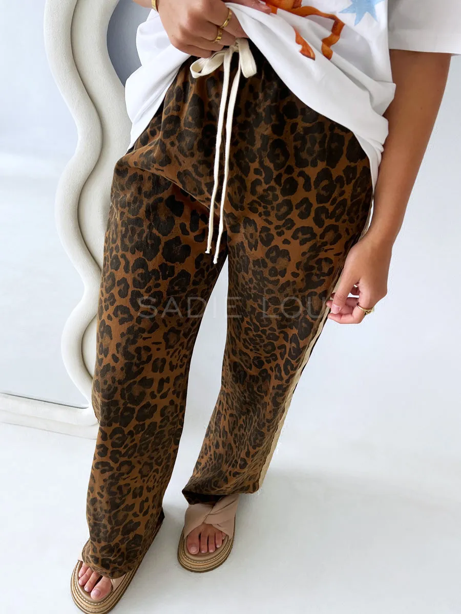 By Frankie / Denim Racer Pant - Dark leopard