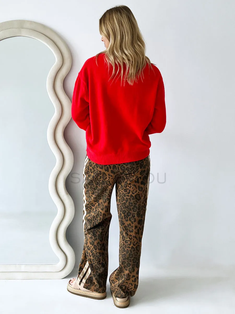 By Frankie / Denim Racer Pant - Dark leopard