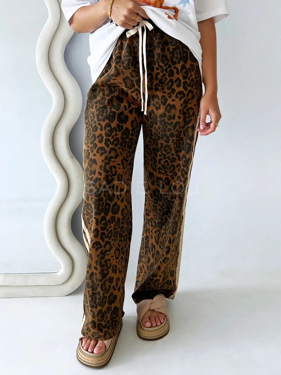 By Frankie / Denim Racer Pant - Dark leopard