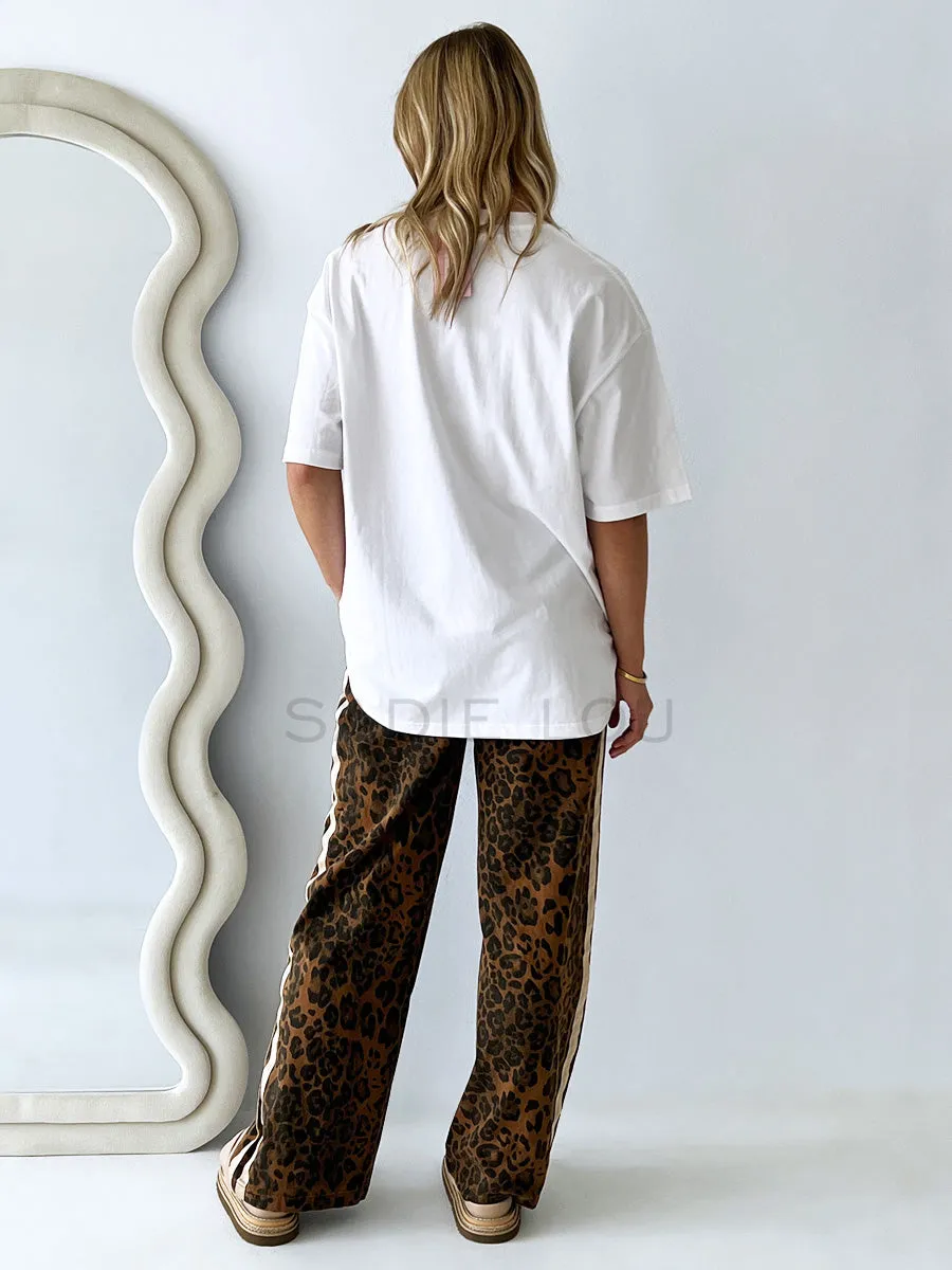 By Frankie / Denim Racer Pant - Dark leopard