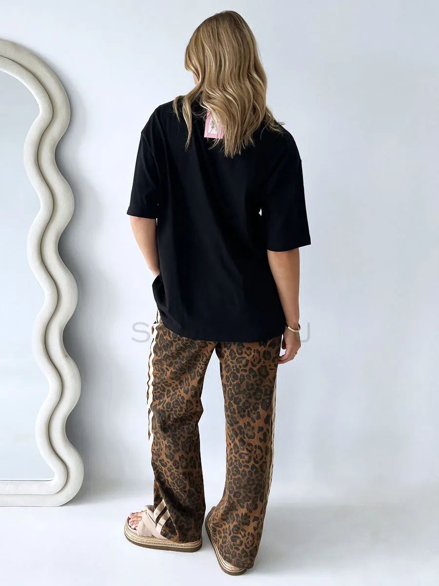 By Frankie / Denim Racer Pant - Dark leopard